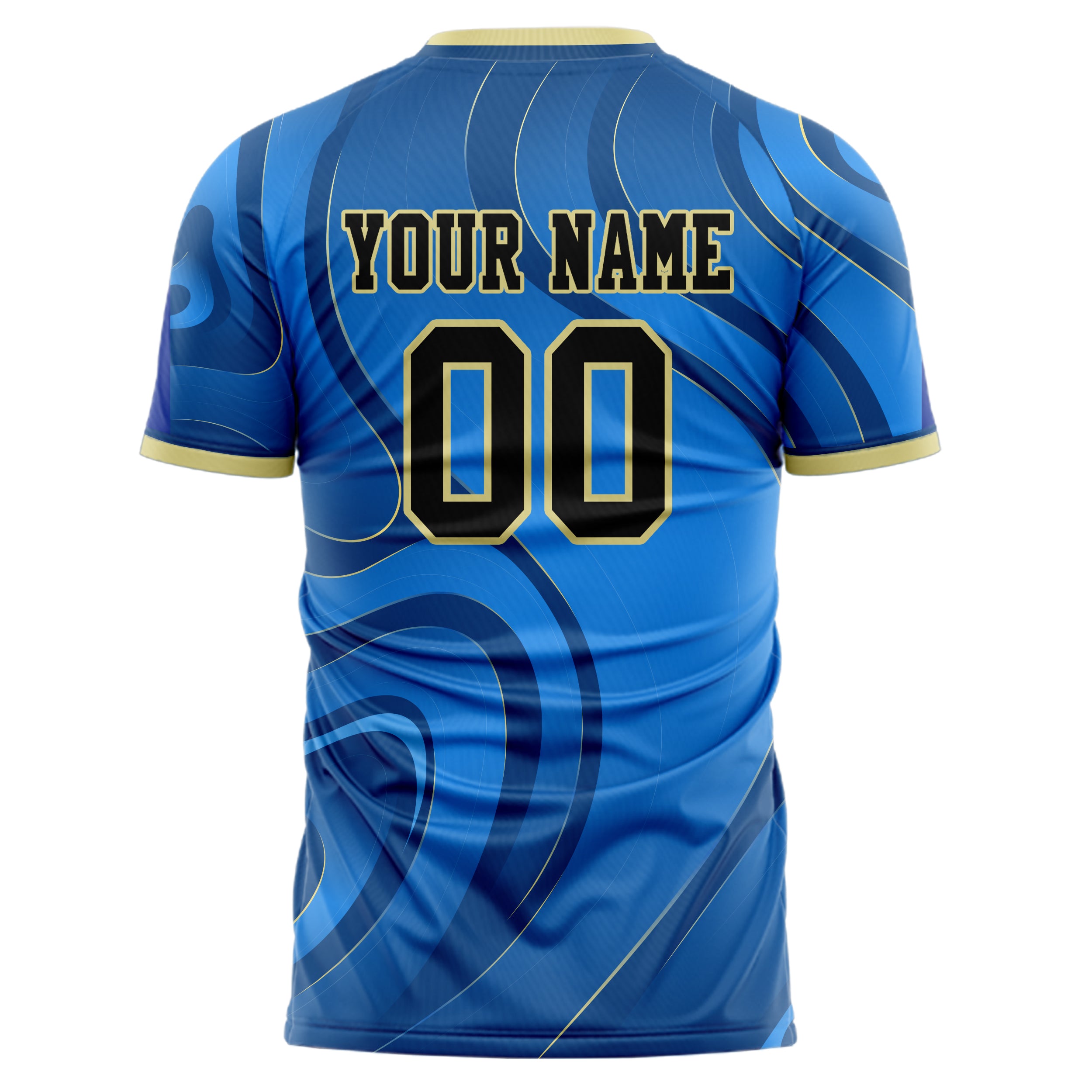 Custom Professional Blue Black Waves Soccer Jersey