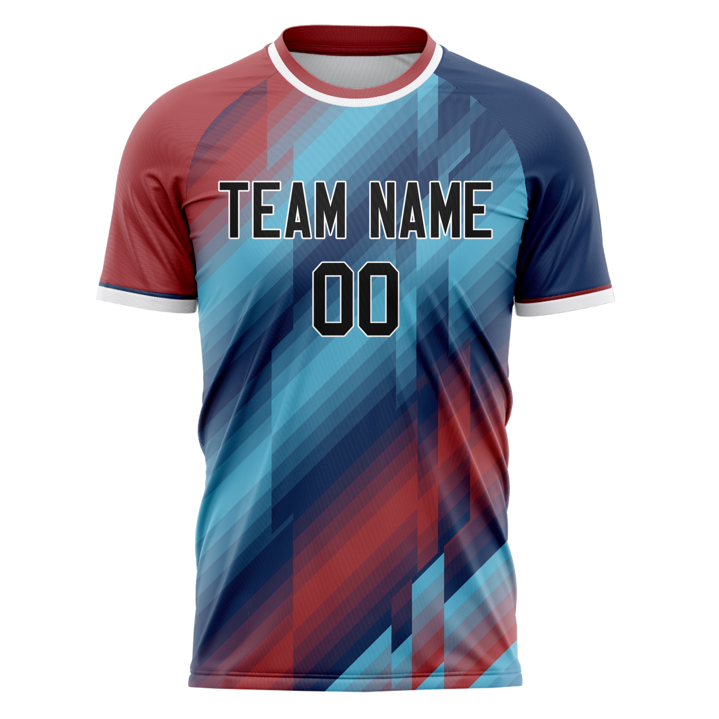 Custom Professional Navy Blue Red Check Soccer Jersey