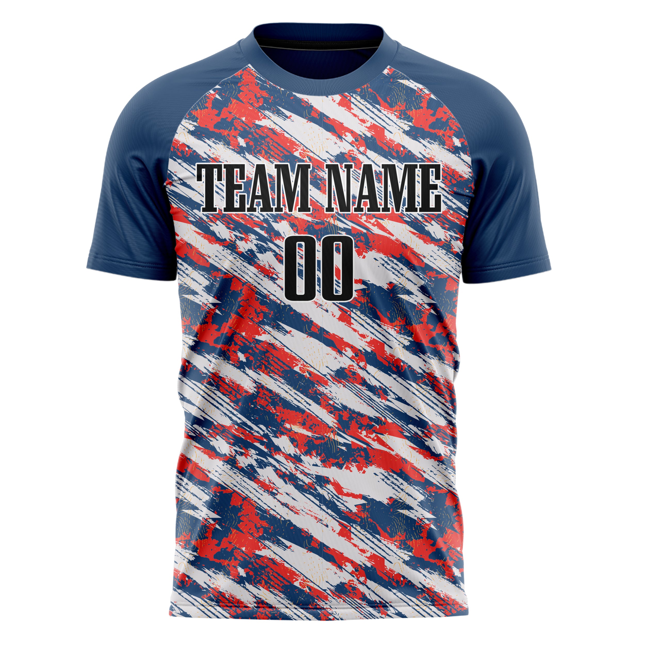 Custom Professional Navy Blue White Brushstroke Soccer Jersey