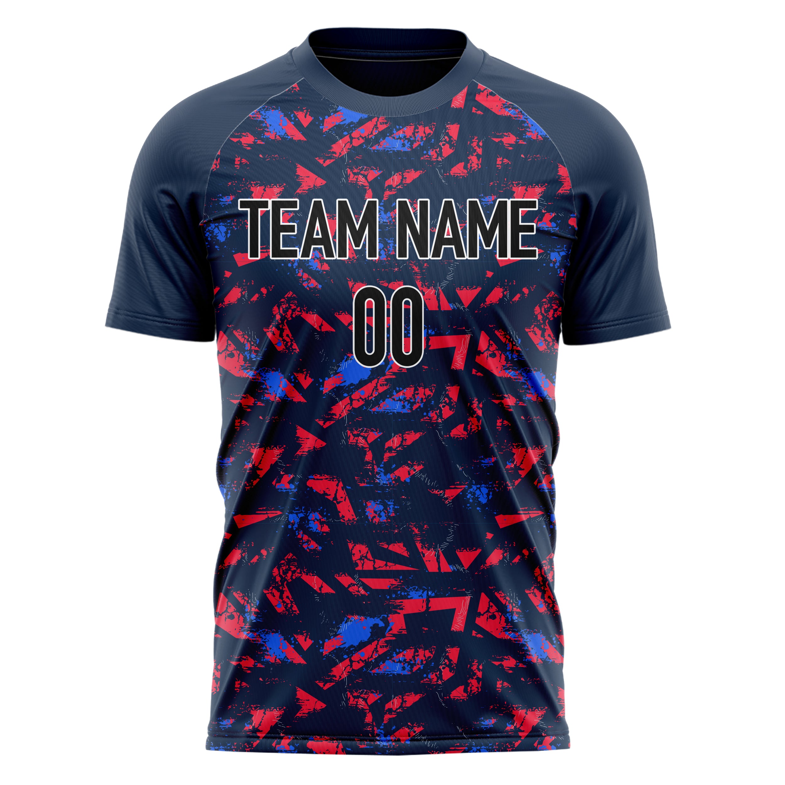 Custom Professional Navy Blue Red Blue Lines Soccer Jersey