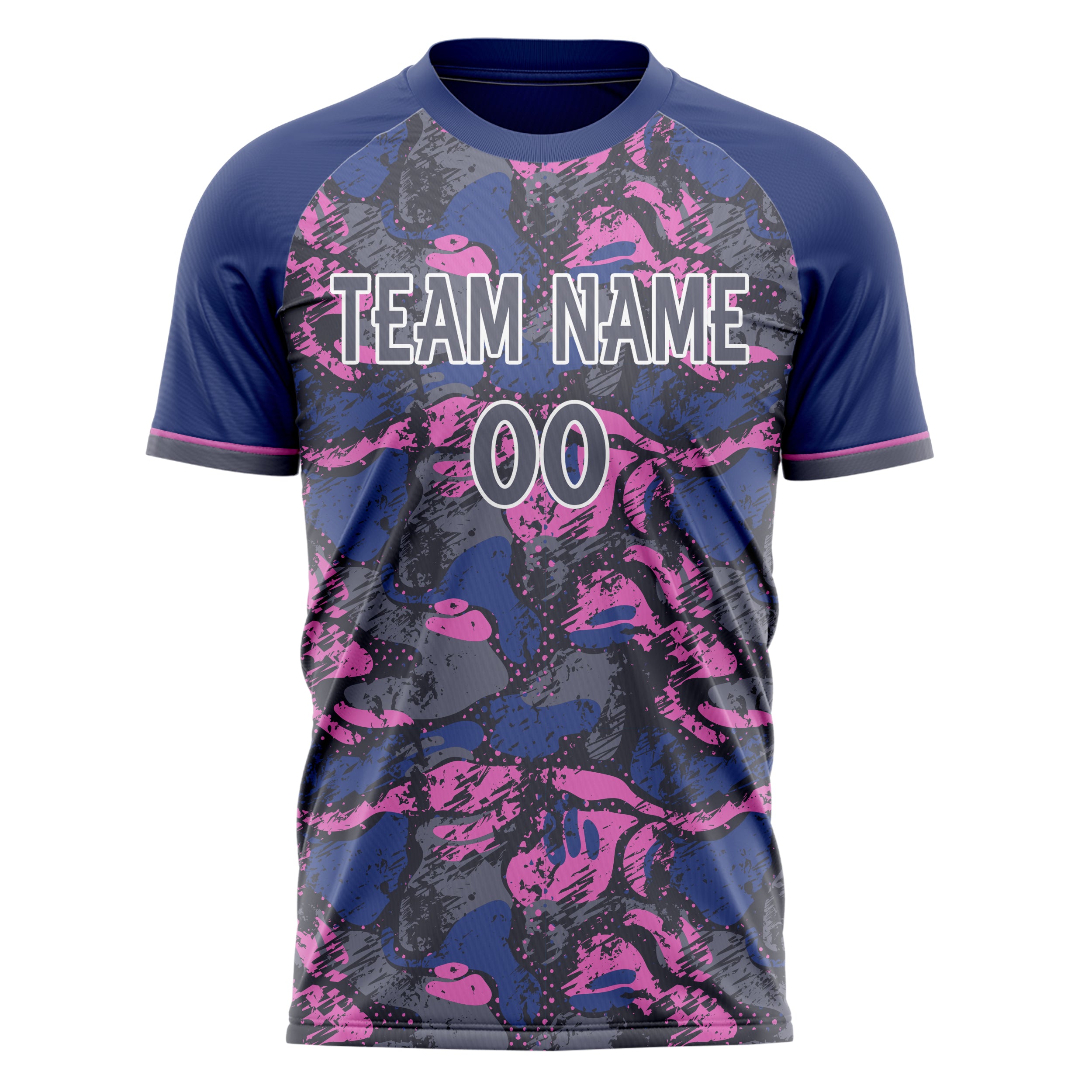 Custom Professional Navy Blue Grey Graffiti Soccer Jersey