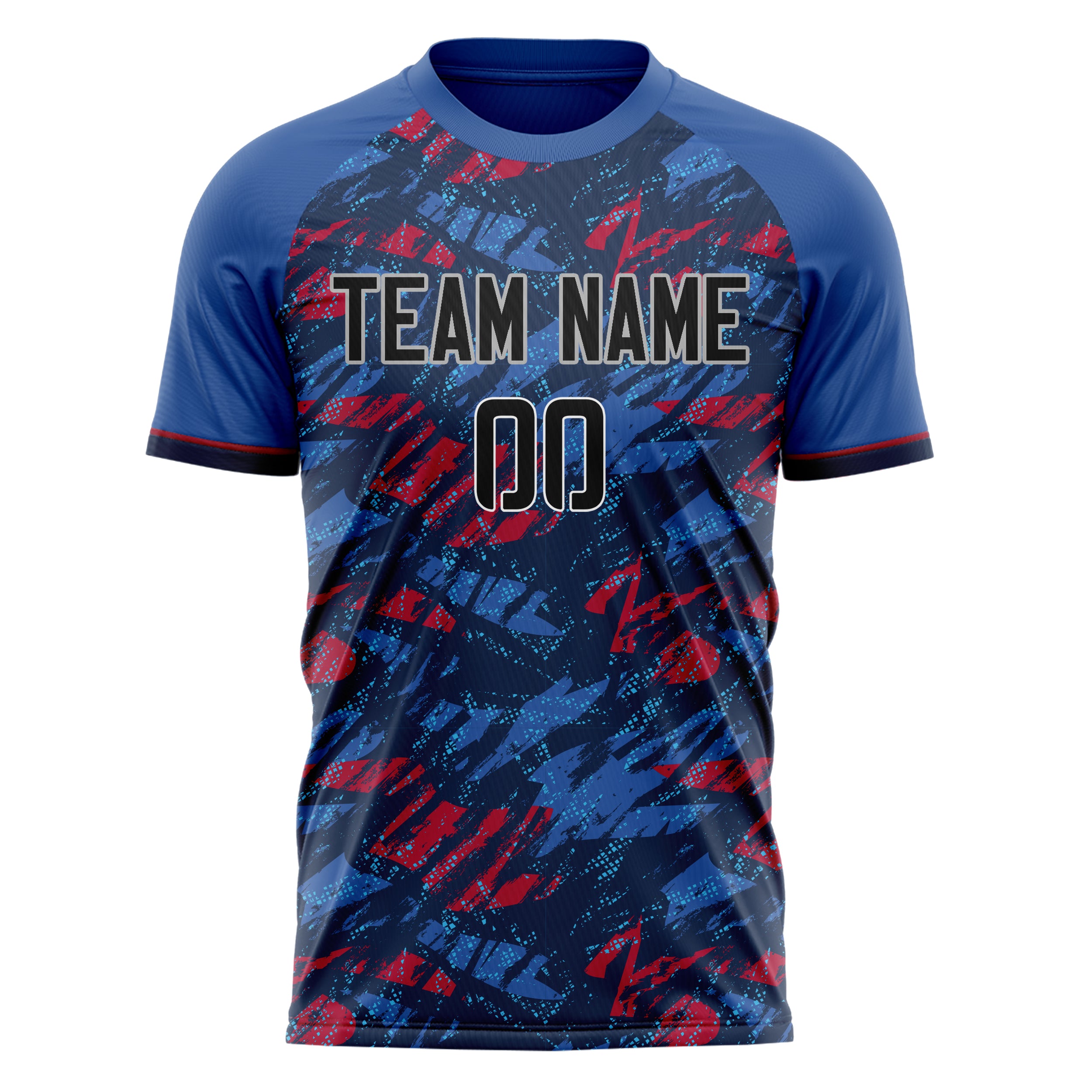 Custom Professional Navy Blue Red Graffiti Soccer Jersey