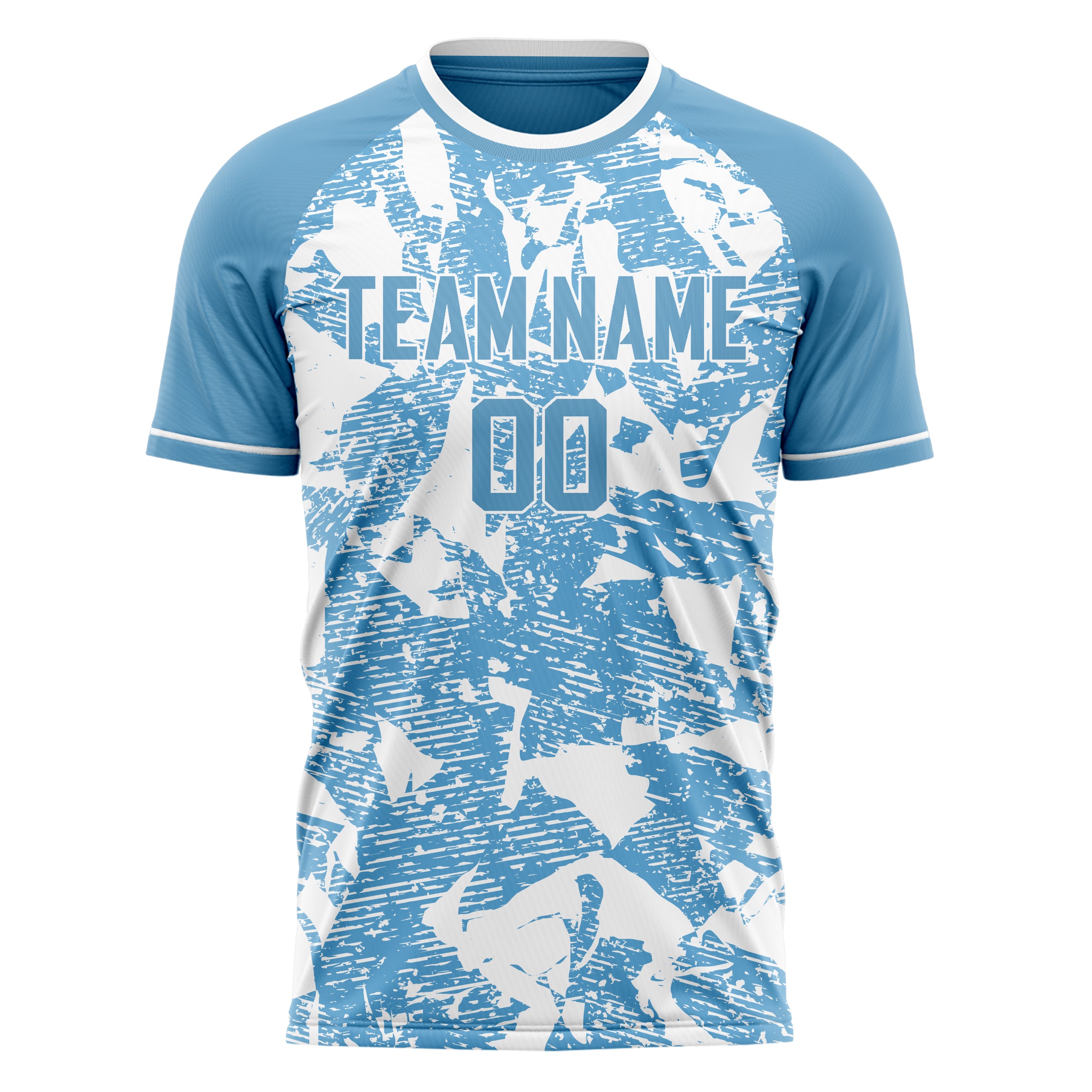 Custom Professional Light Blue White Ripped Soccer Jersey
