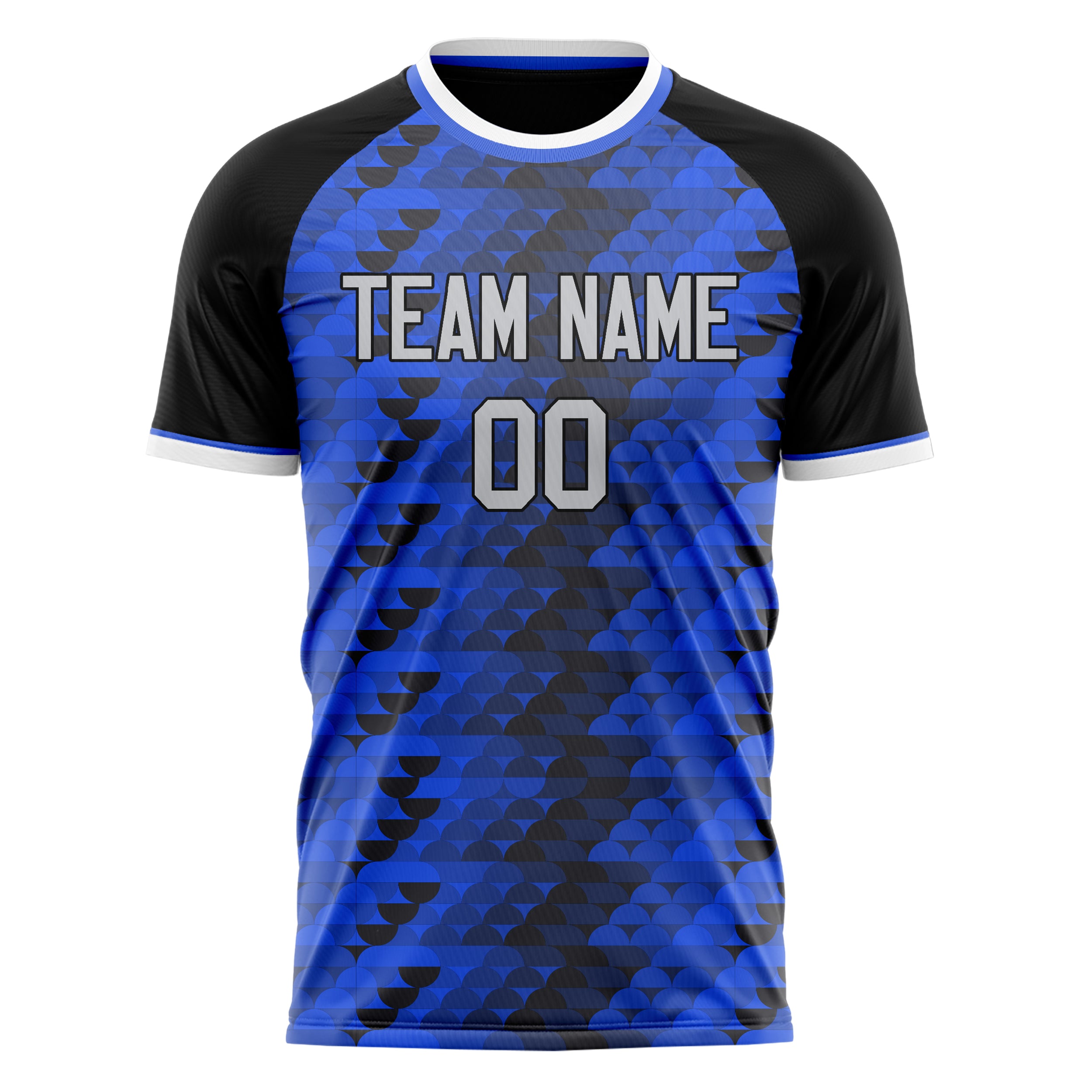 Custom Professional Blue Black Scales Soccer Jersey