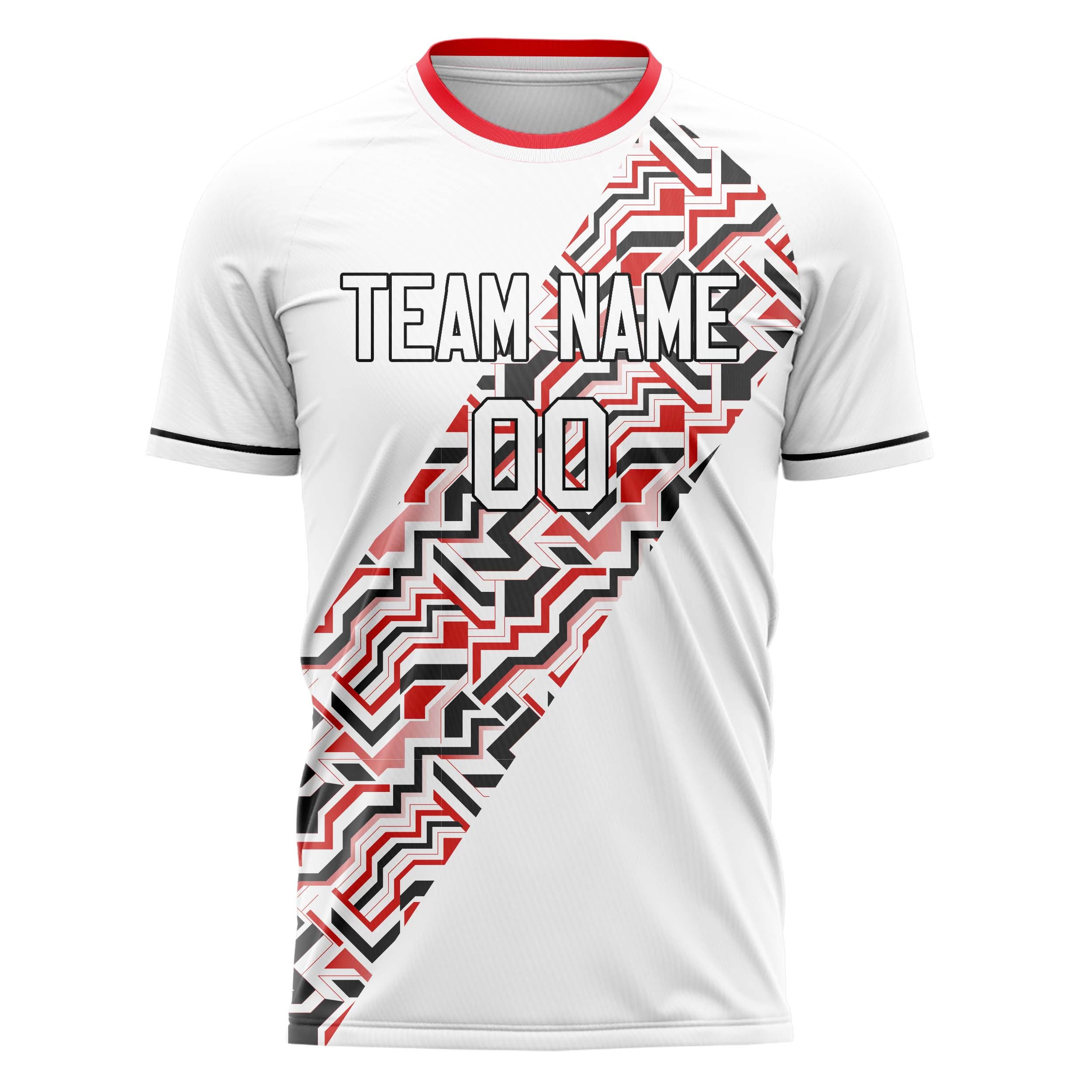 Custom Professional White Black Zigzag Soccer Jersey