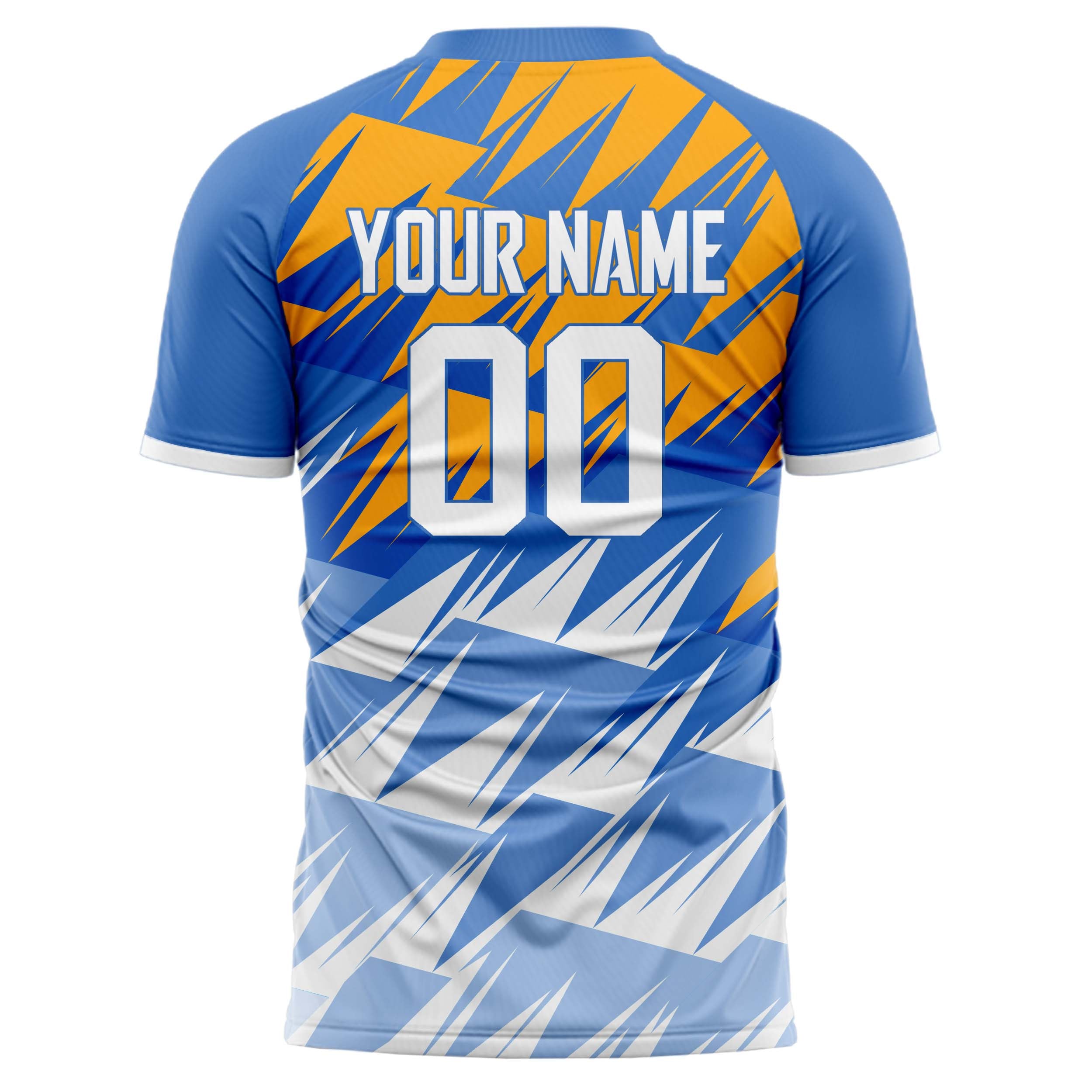 Custom Professional Blue White Zigzag Soccer Jersey