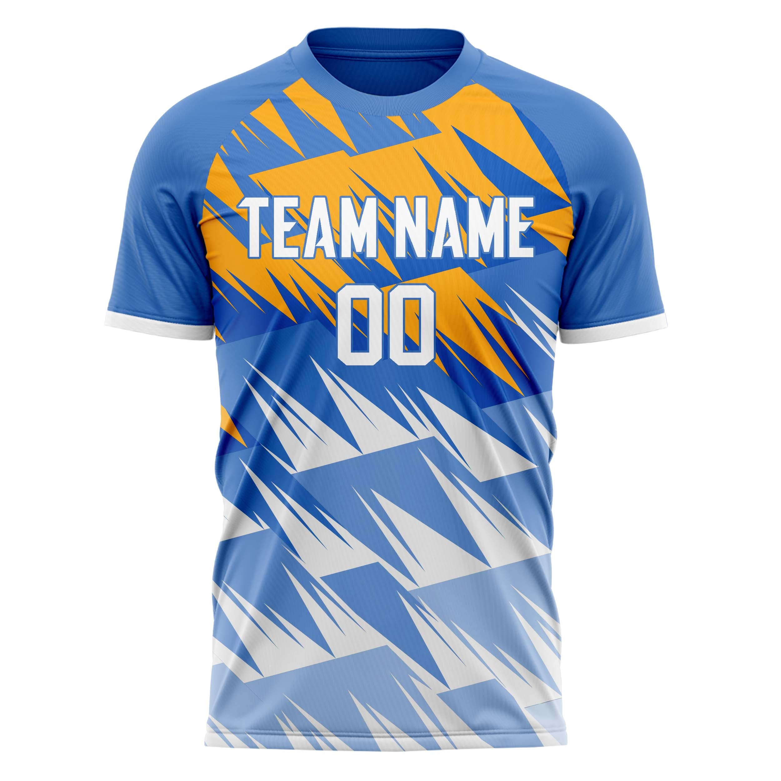 Custom Professional Blue White Zigzag Soccer Jersey