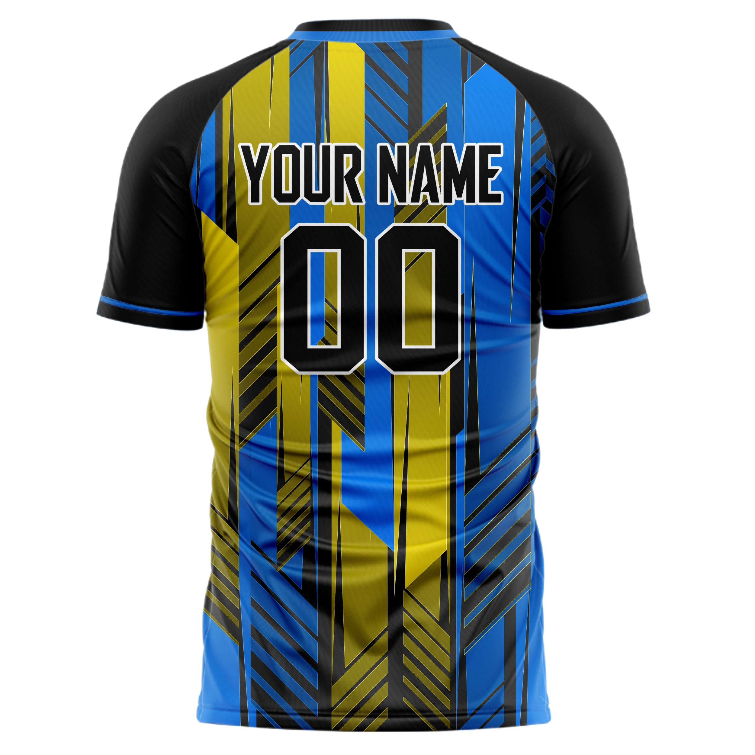 Custom Professional Blue Yellow Lines Soccer Jersey