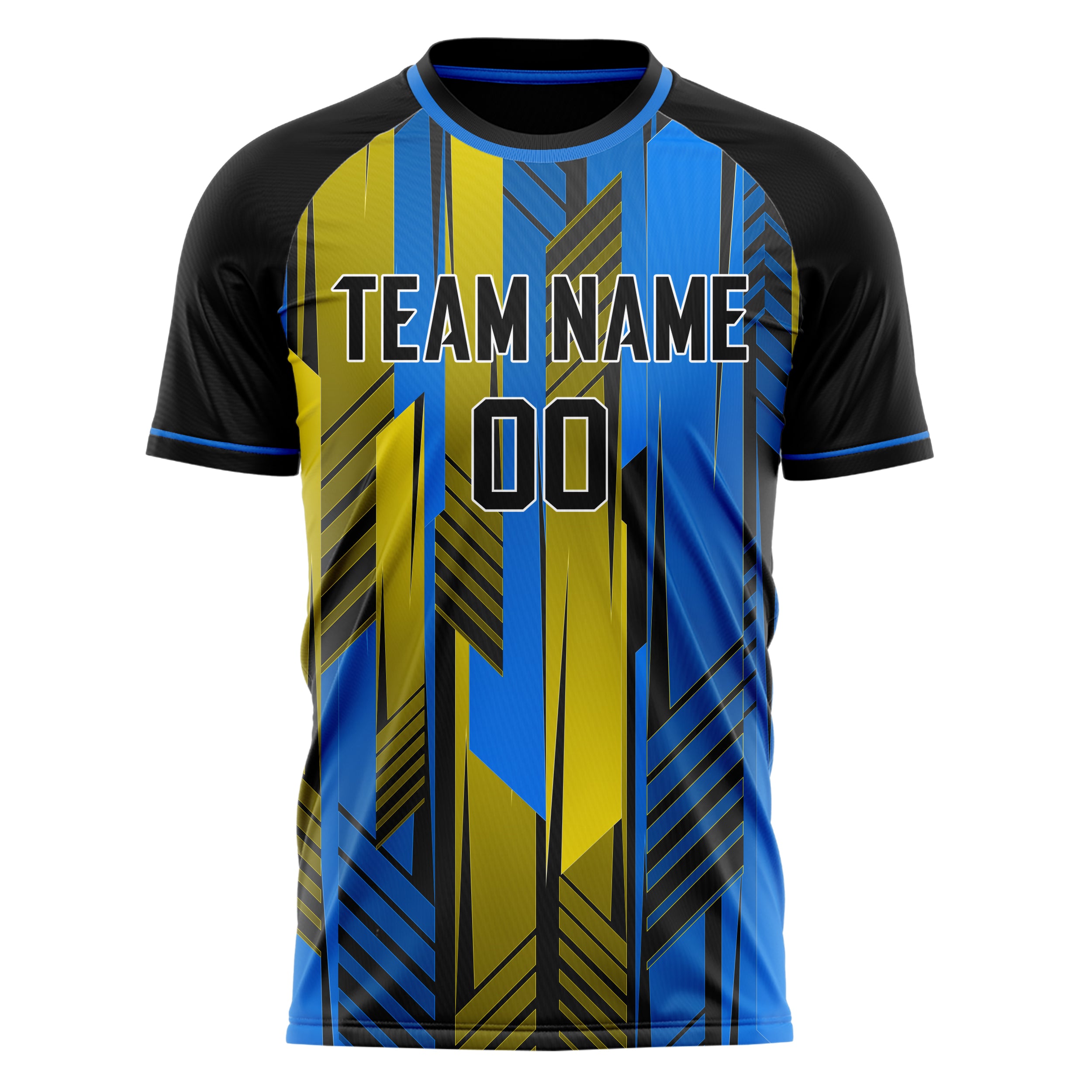 Custom Professional Blue Yellow Lines Soccer Jersey