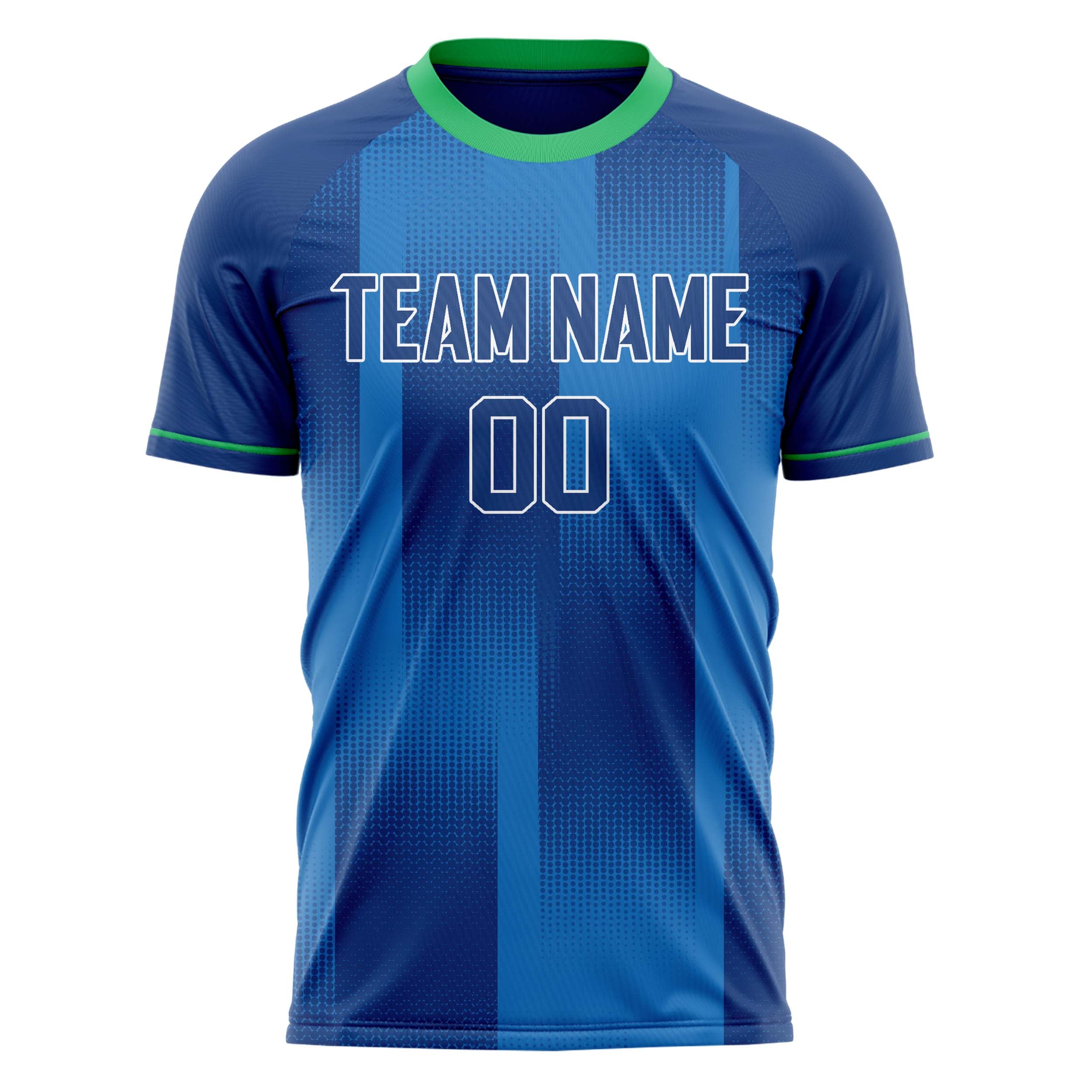 Custom Professional Blue Green Stripes Soccer Jersey