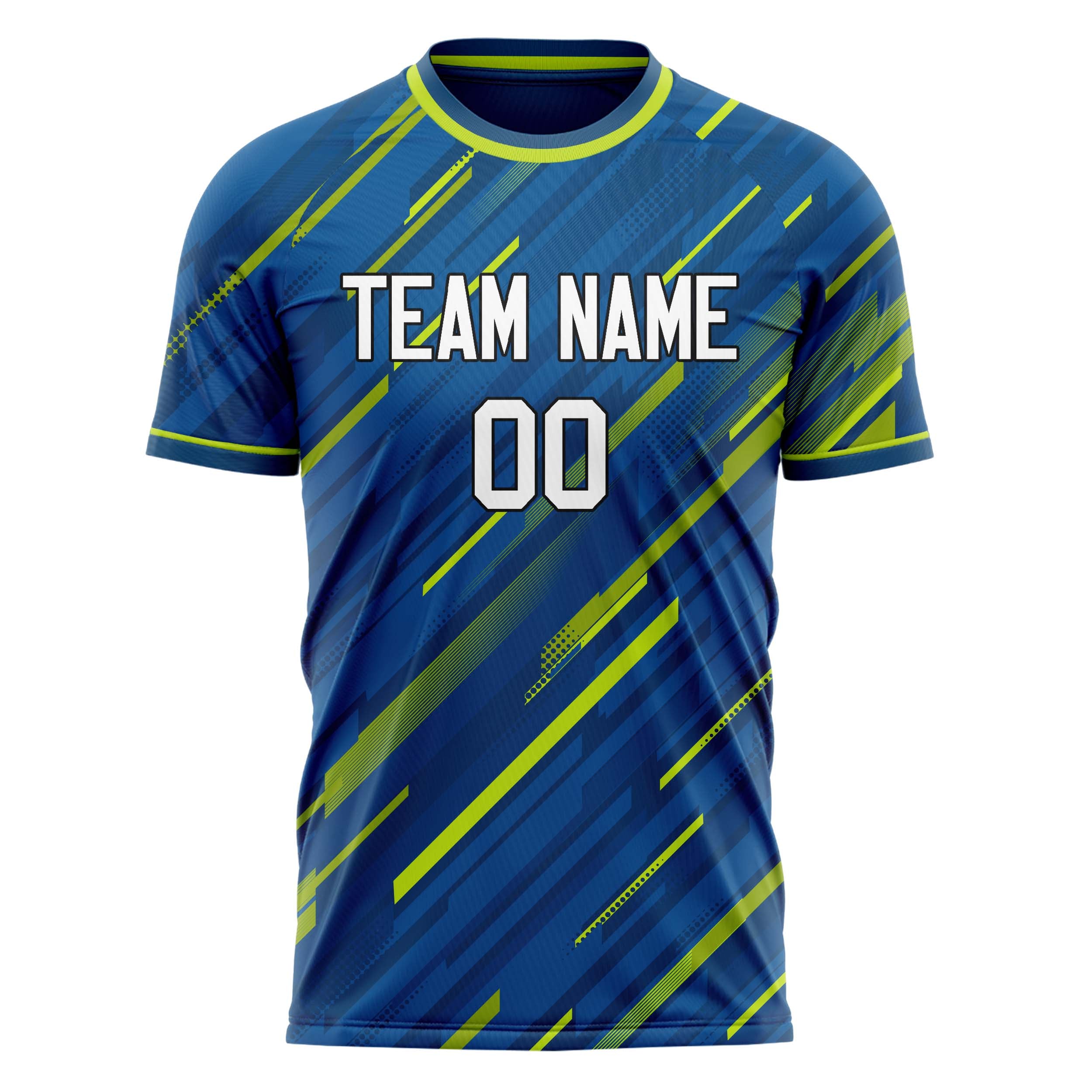 Custom Professional Blue Green Splash Soccer Jersey