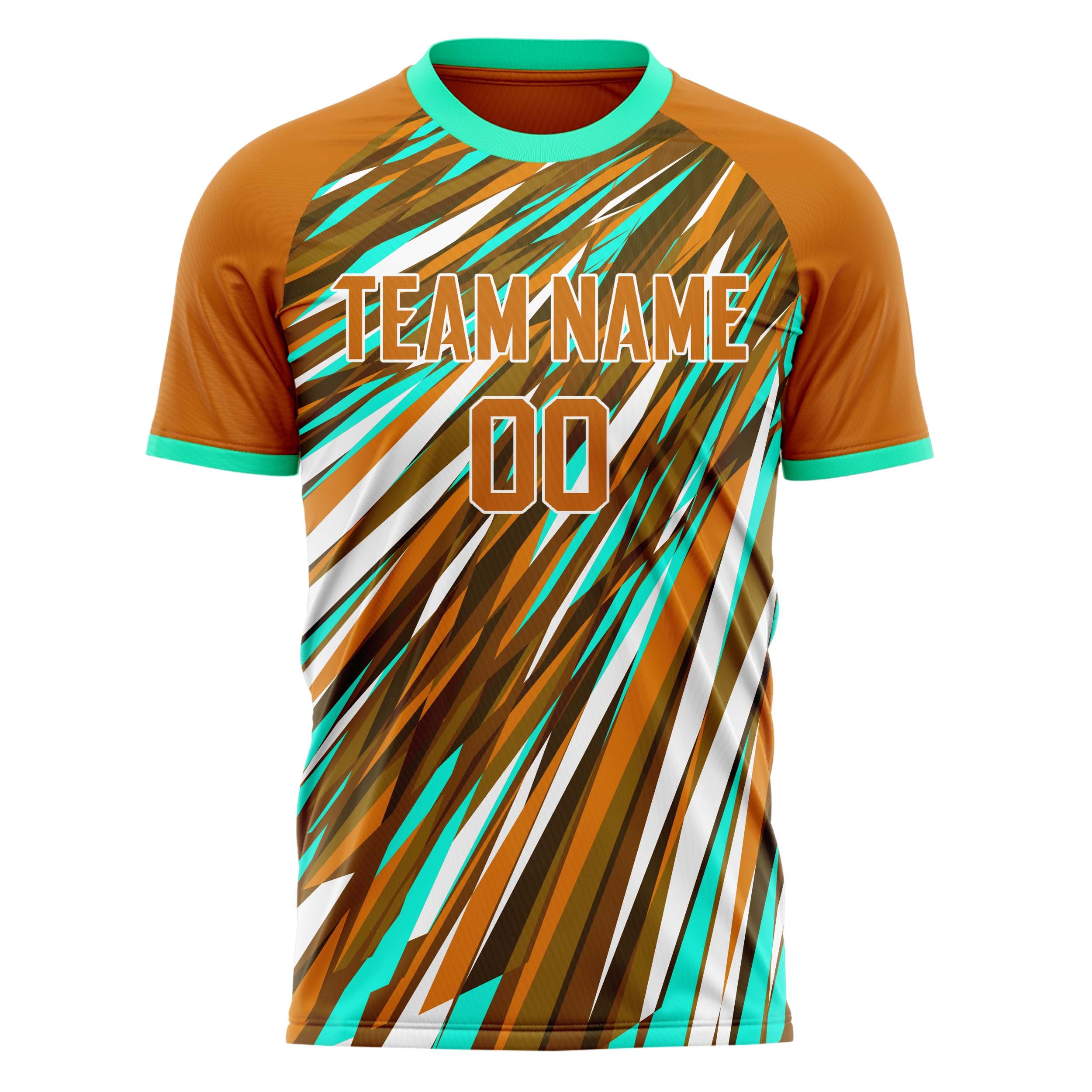 Custom Professional Brown Teal Stripes Soccer Jersey