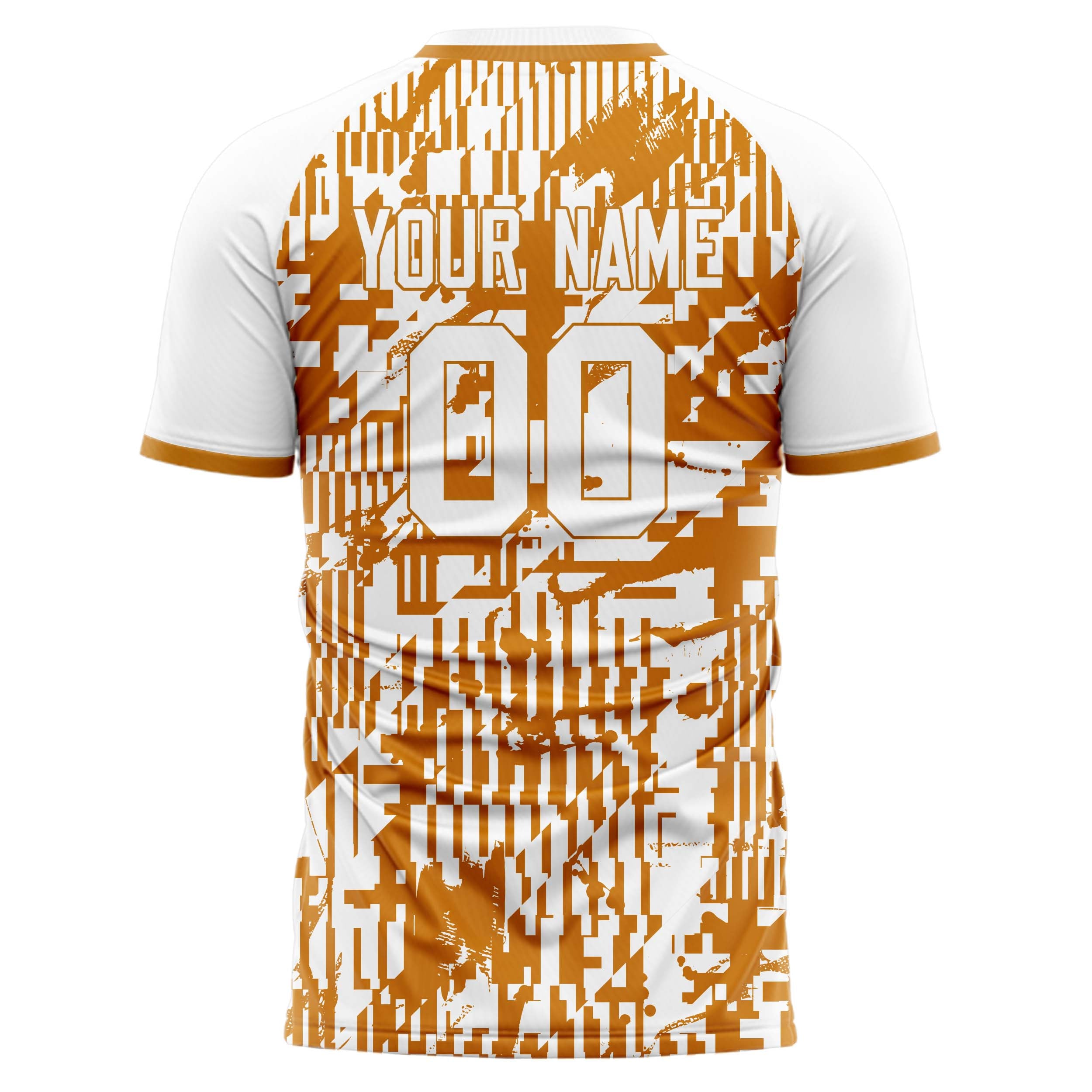 Custom Professional White Orange Pixel Soccer Jersey