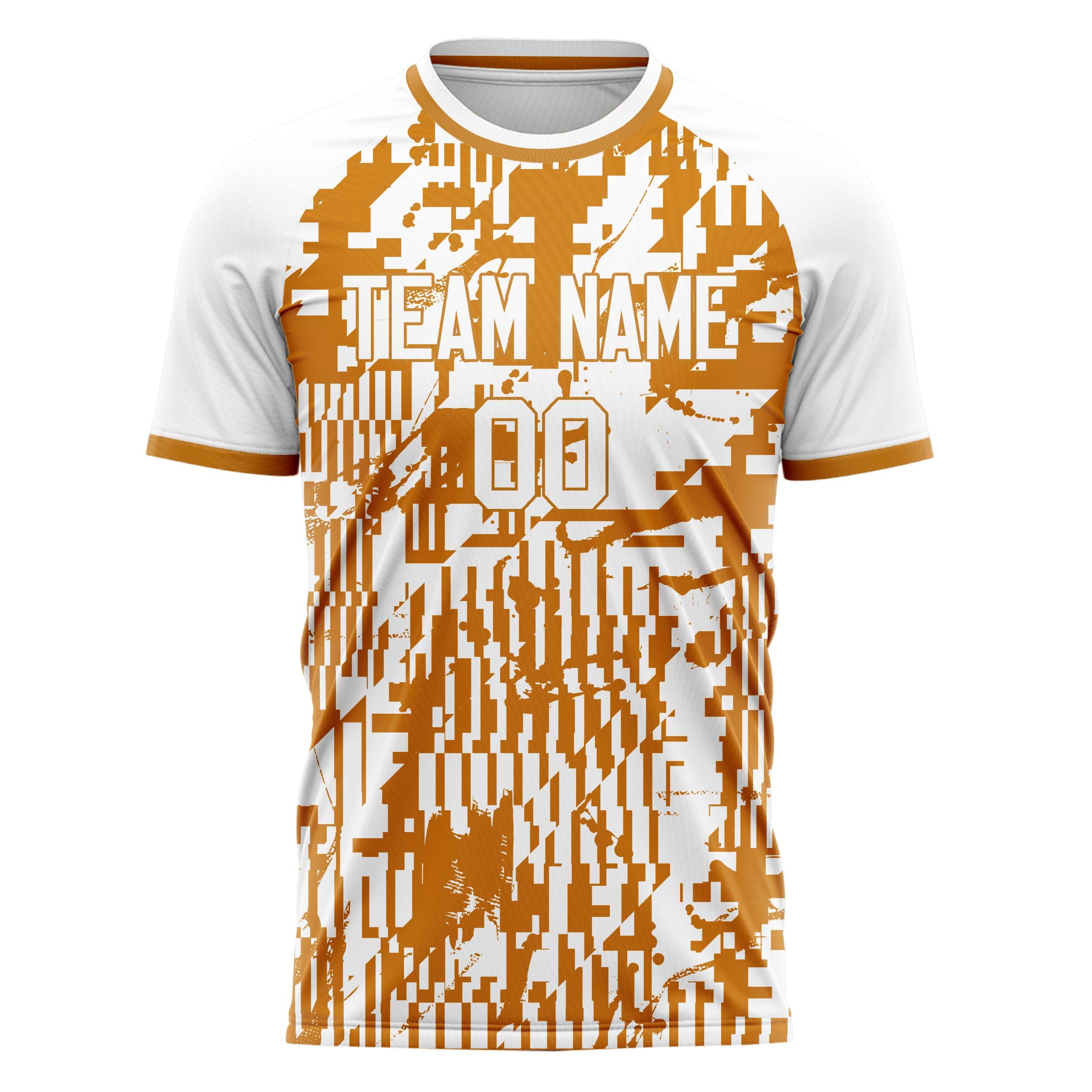 Custom Professional White Orange Pixel Soccer Jersey