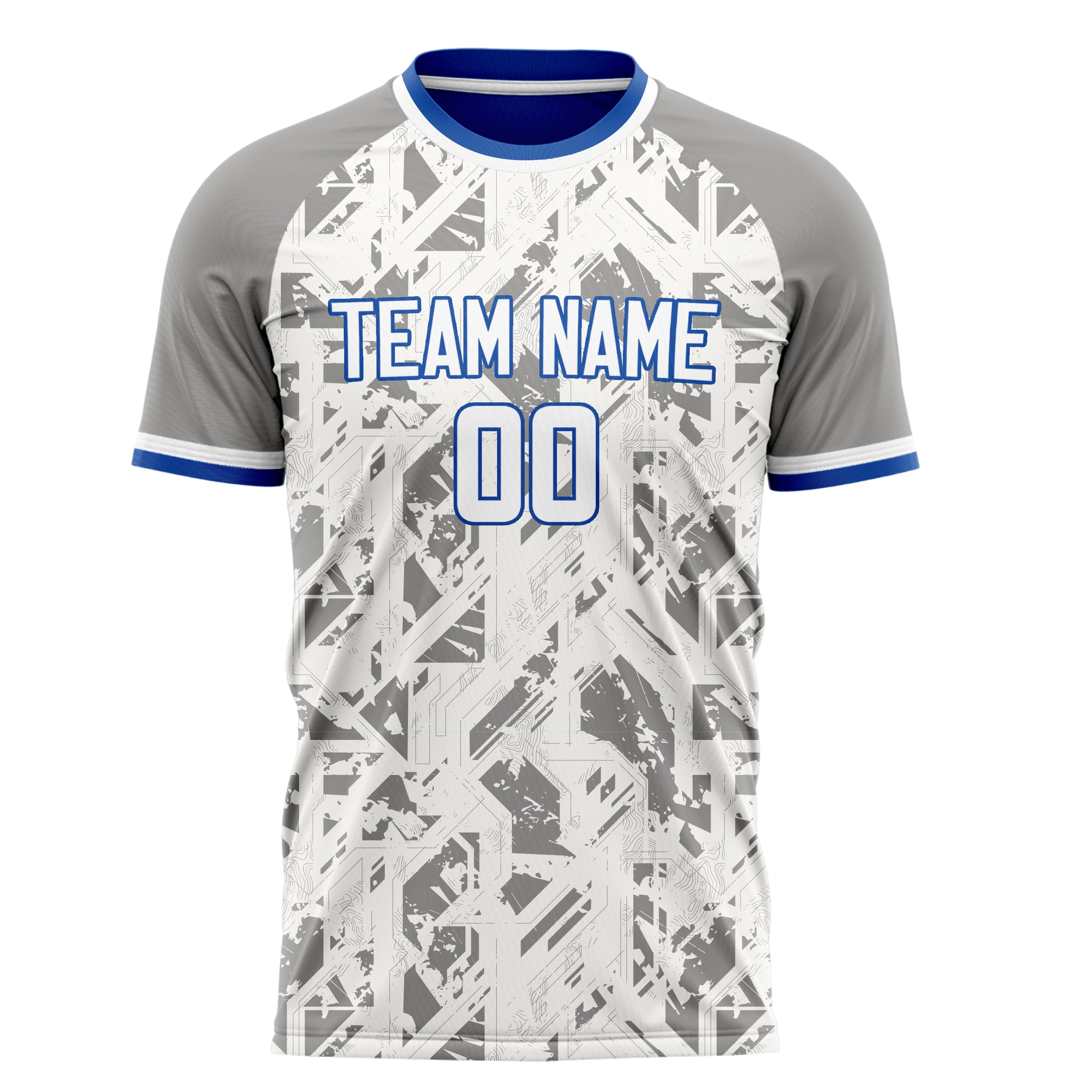 Custom Professional White Grey Zigzag Soccer Jersey