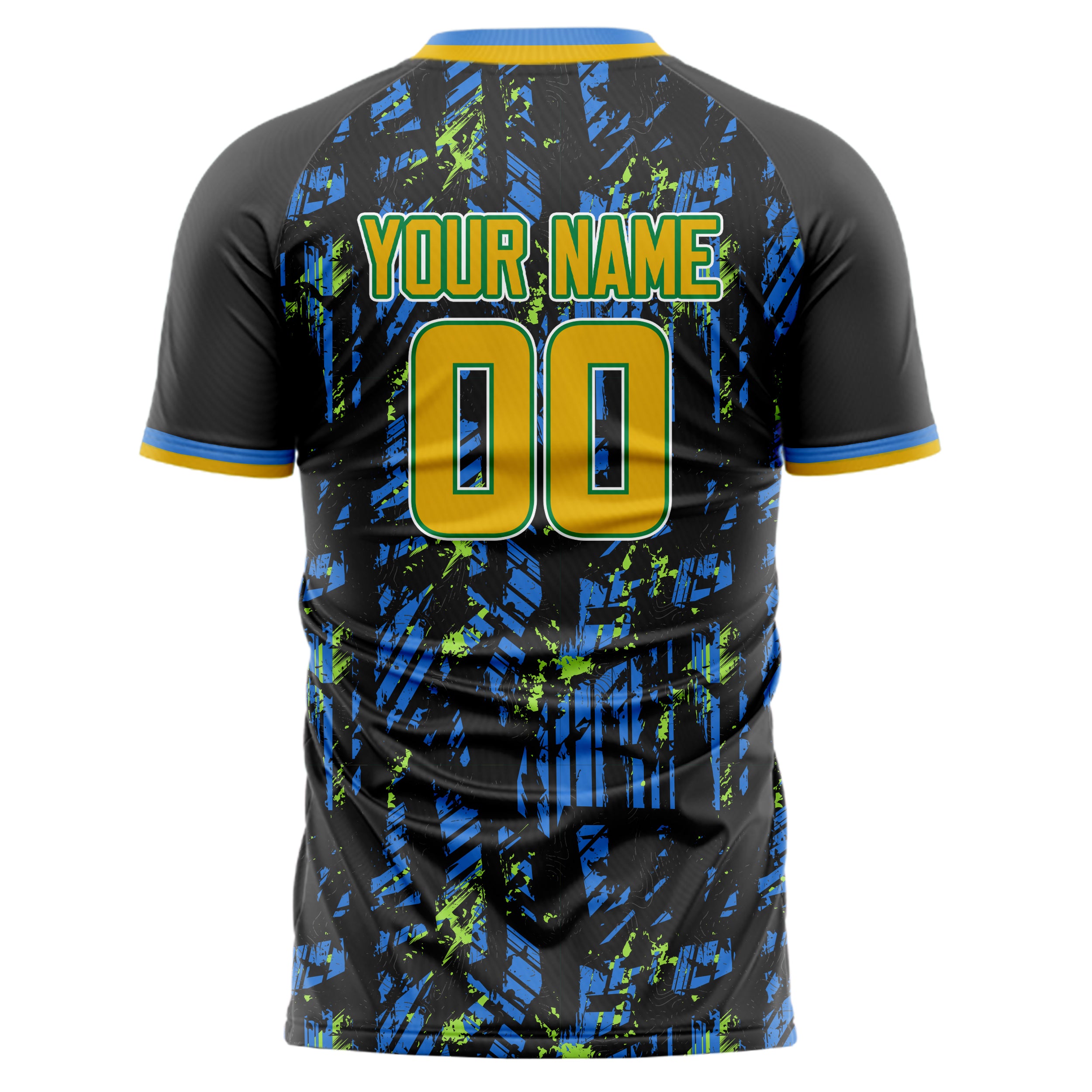 Custom Professional Blue Gold Splash Soccer Jersey