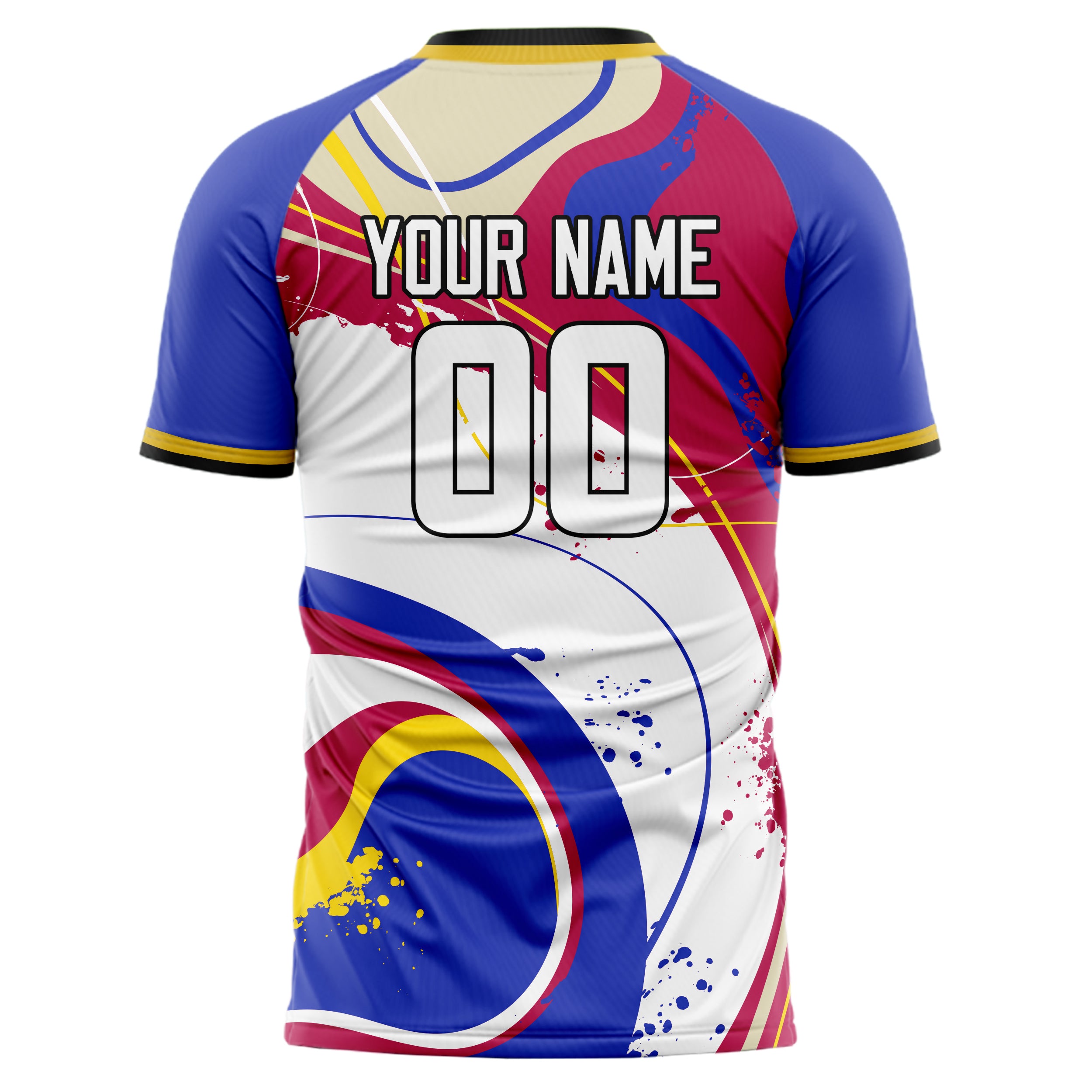 Custom Professional White Blue Paint Splash Soccer Jersey