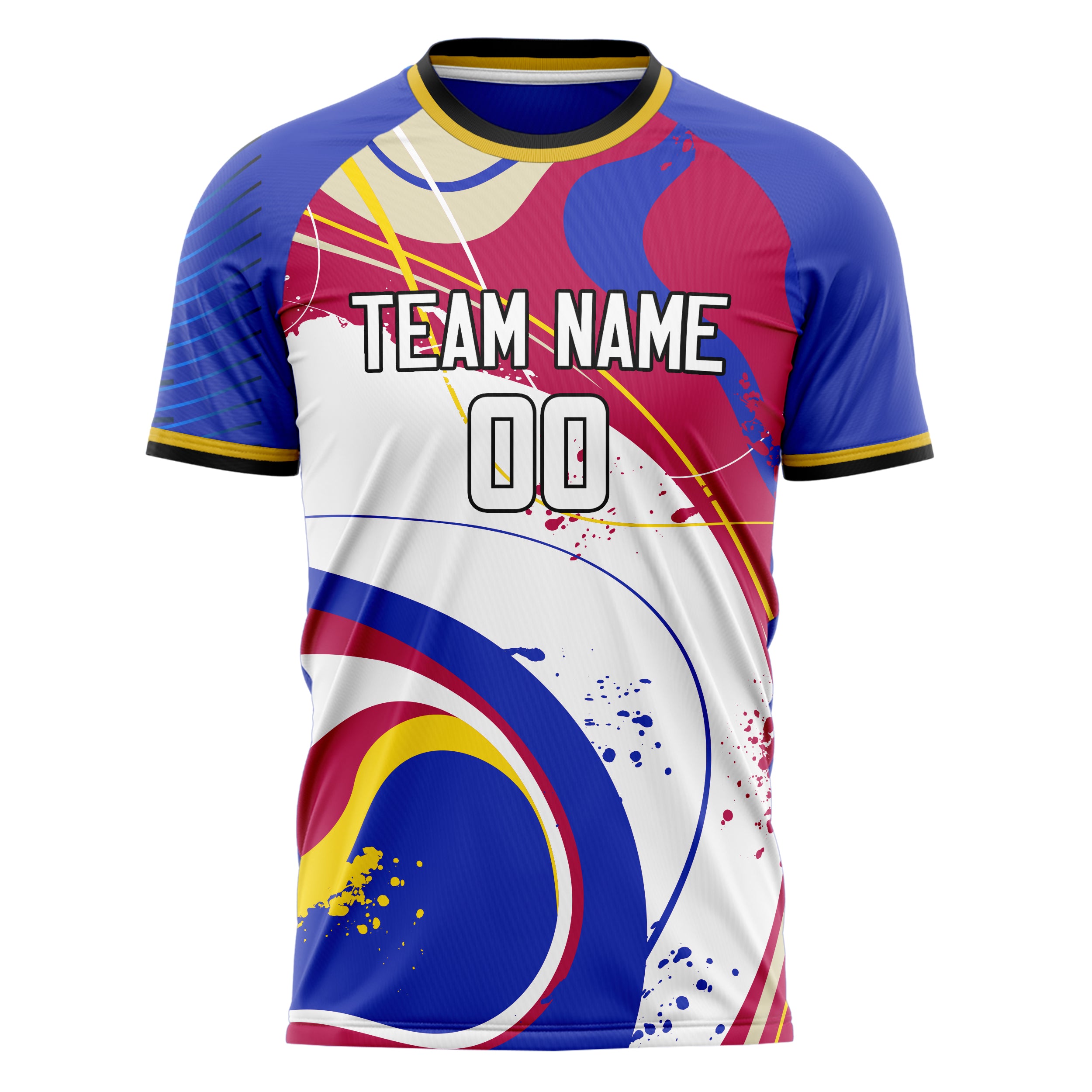 Custom Professional White Blue Paint Splash Soccer Jersey