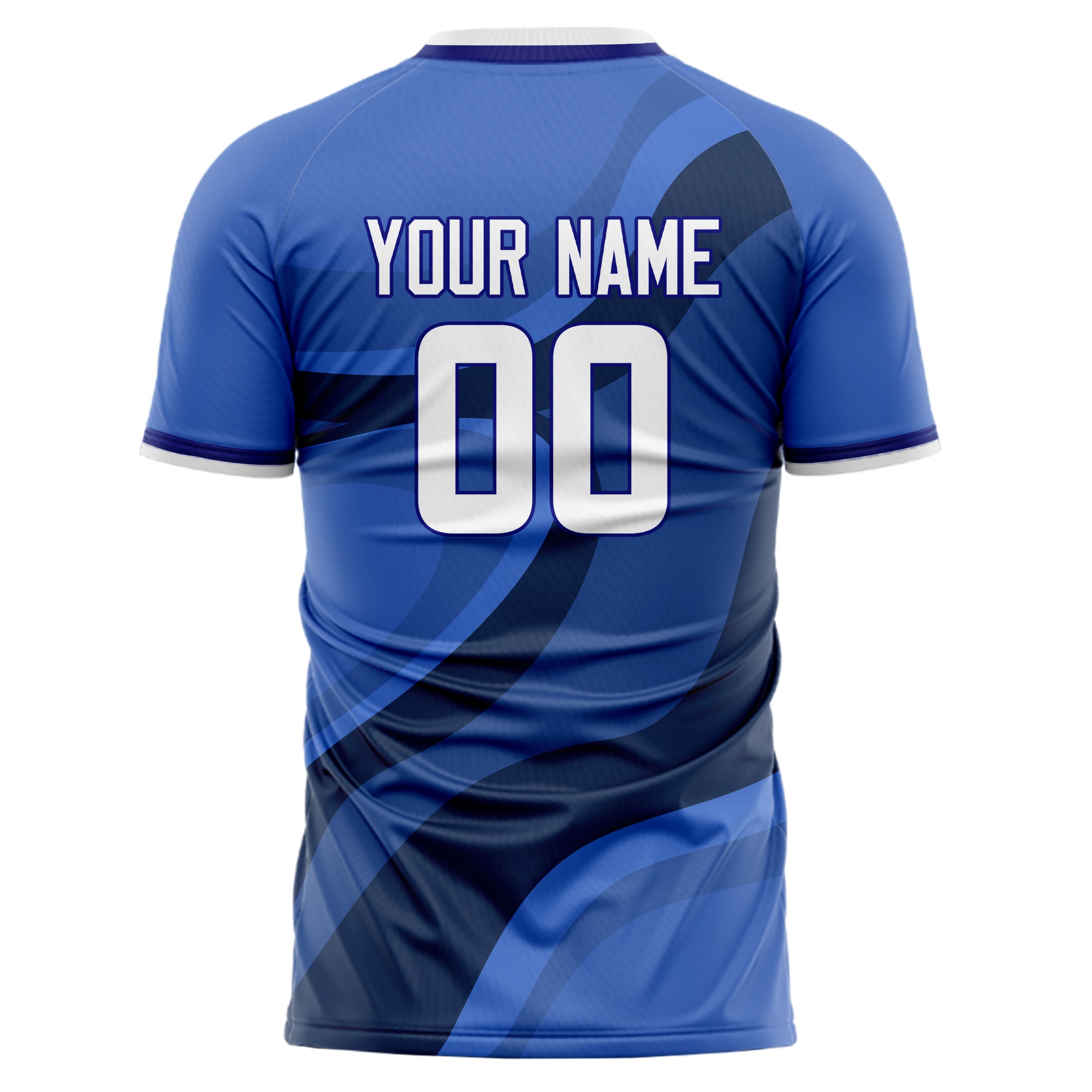 Custom Professional Blue Navy Blue Waves Soccer Jersey