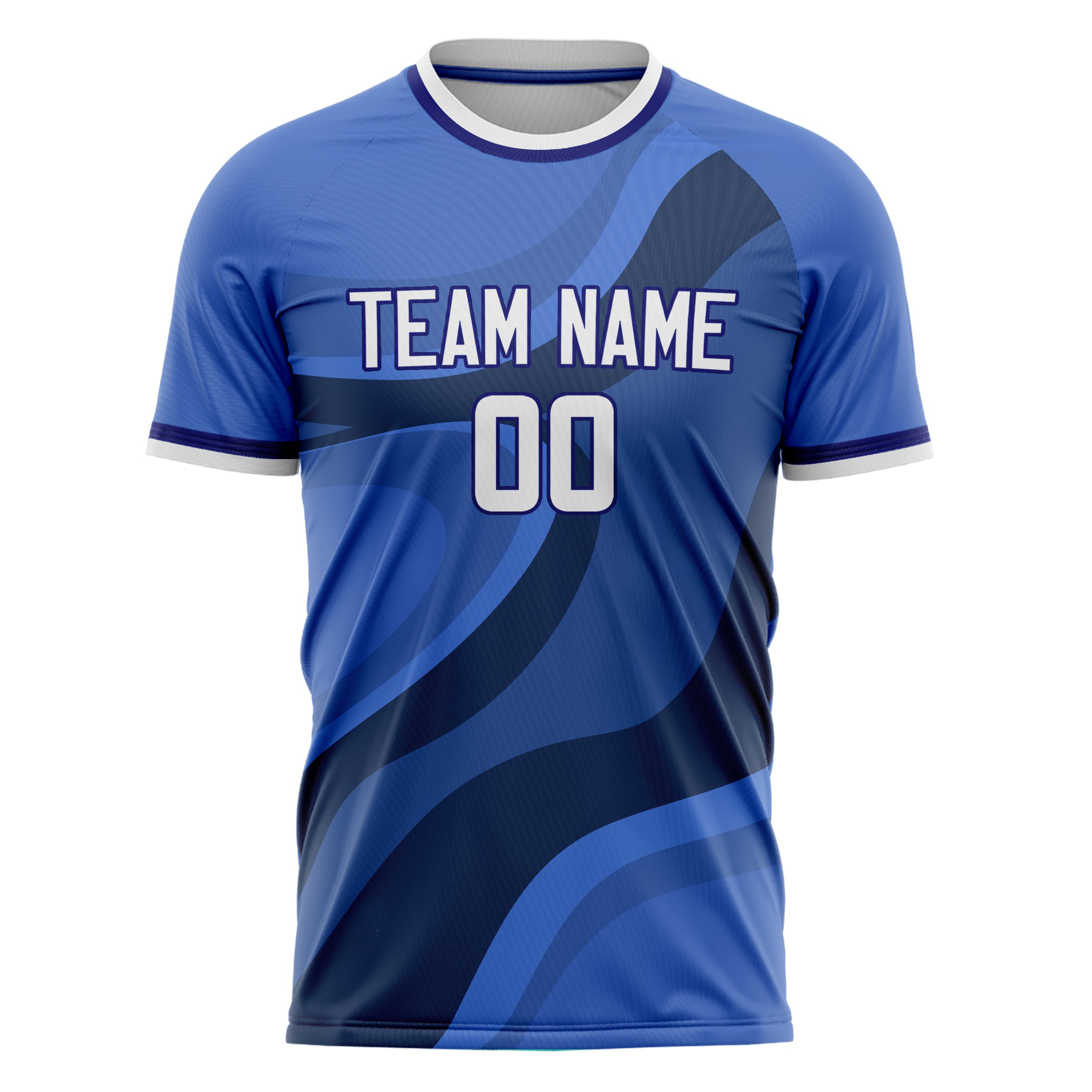 Custom Professional Blue Navy Blue Waves Soccer Jersey