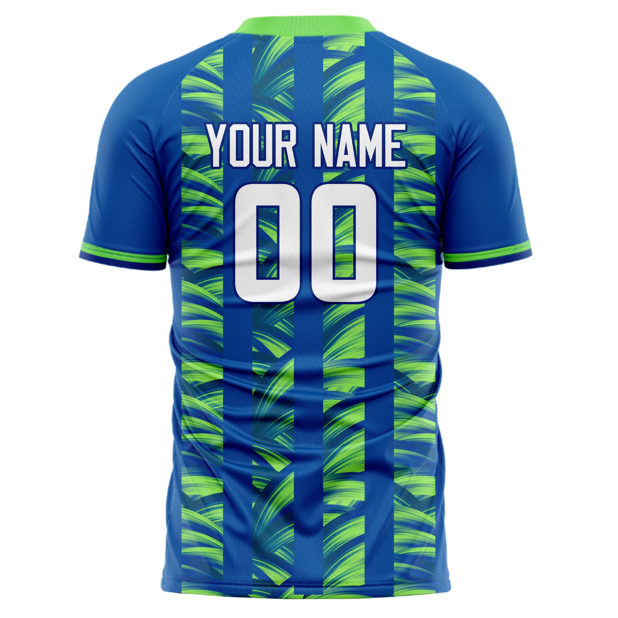 Custom Professional Blue Neon Green Brushstroke Soccer Jersey