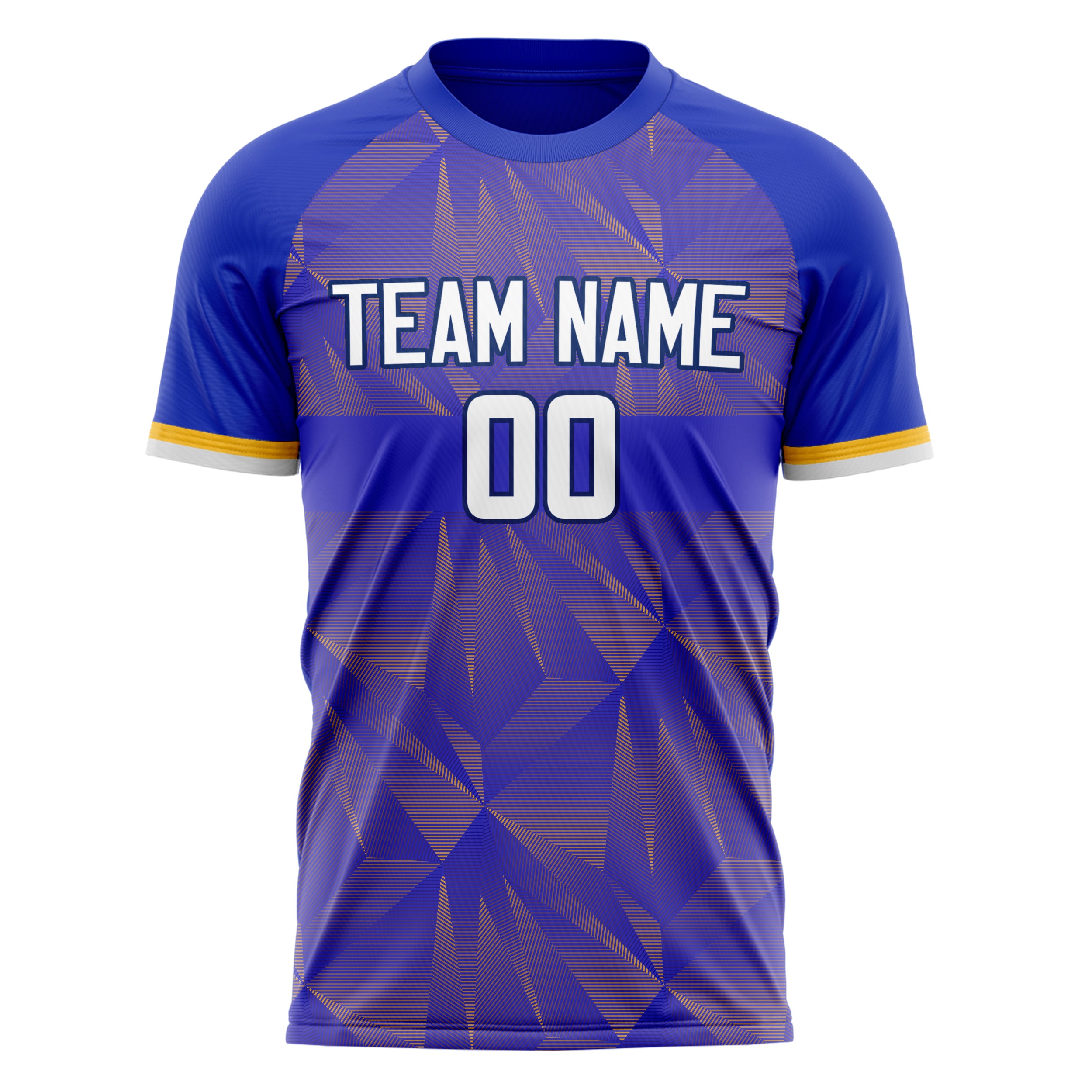 Custom Professional Blue Gold Arrow Soccer Jersey