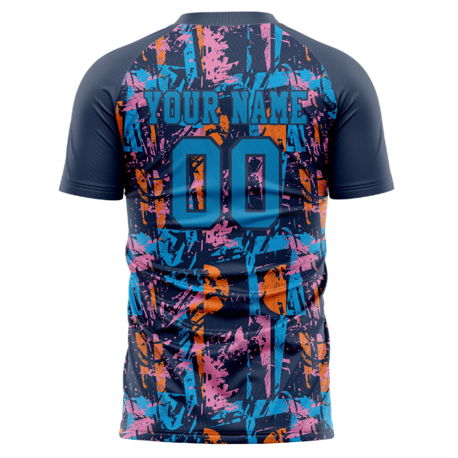 Benutzerdefiniertes Professionelles Marineblau Blau Buntes Graffiti Fußballtrikot