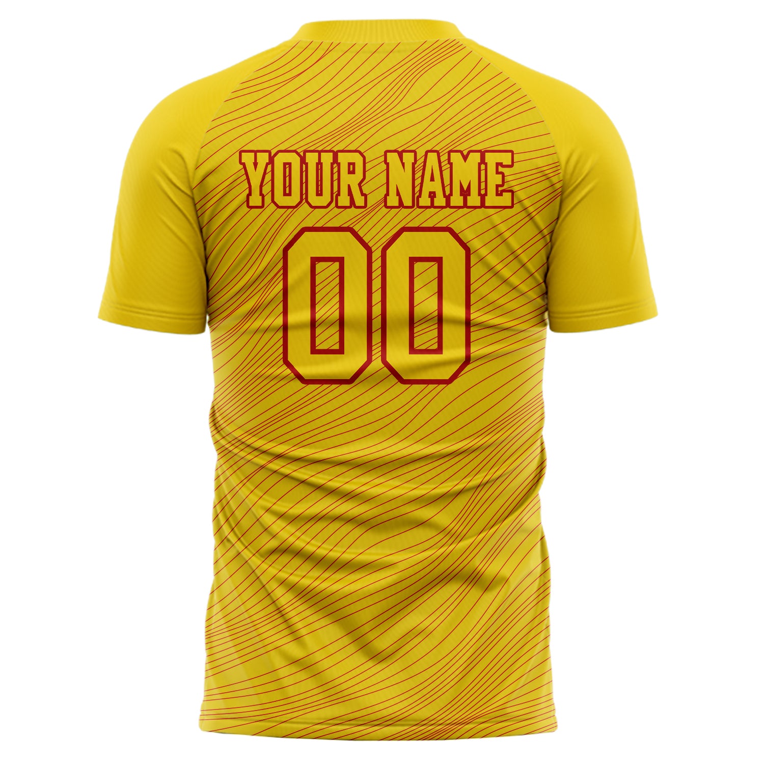Custom Professional Yellow Red Wavy Lines Soccer Jersey