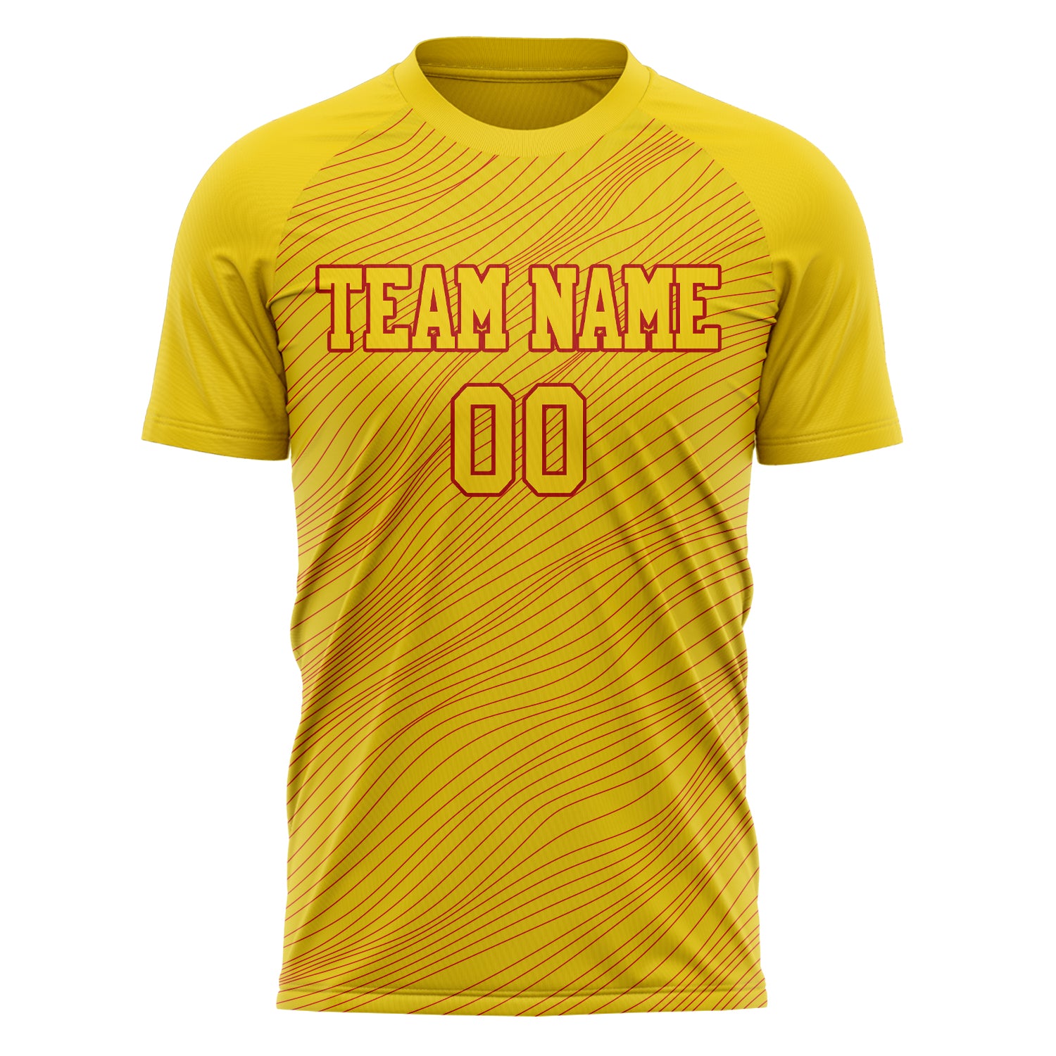 Custom Professional Yellow Red Wavy Lines Soccer Jersey