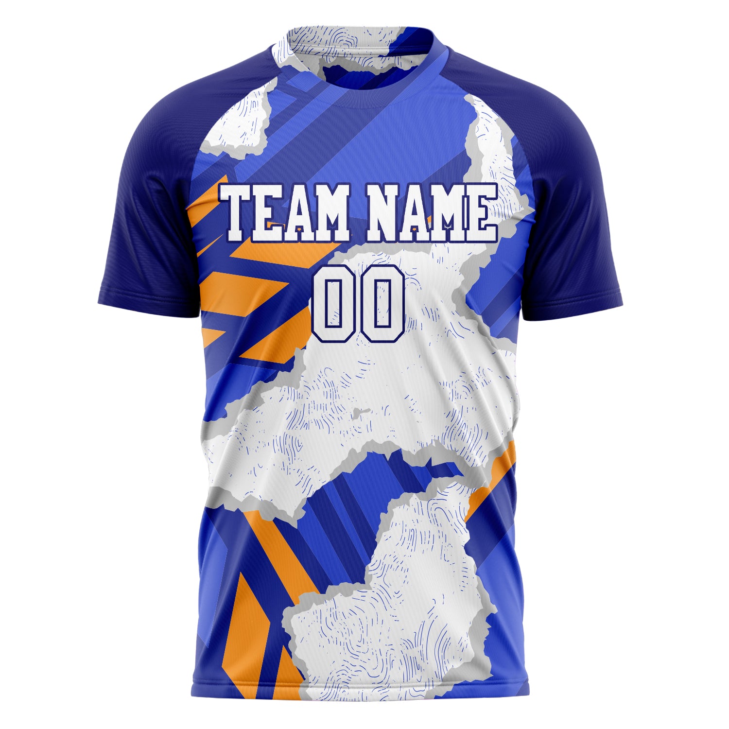 Custom Professional White Blue Swirl Soccer Jersey