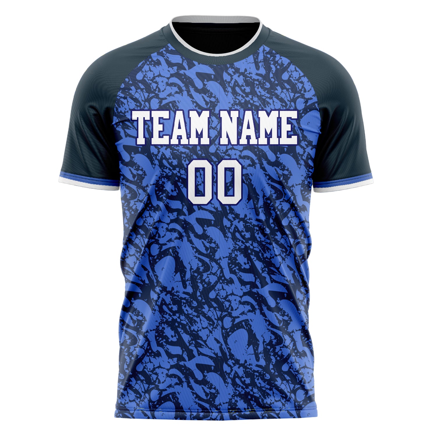 Custom Professional Blue Black Marble Soccer Jersey