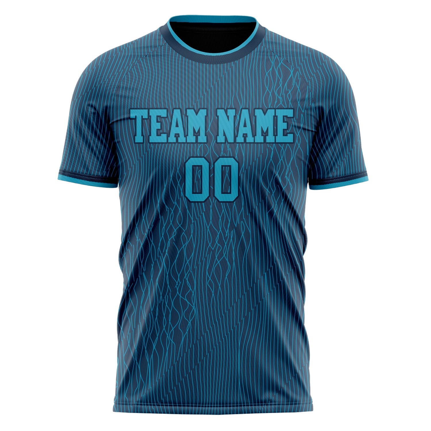 Benutzerdefiniertes Professionelles Marineblau Schwarz Streifen Fußballtrikot