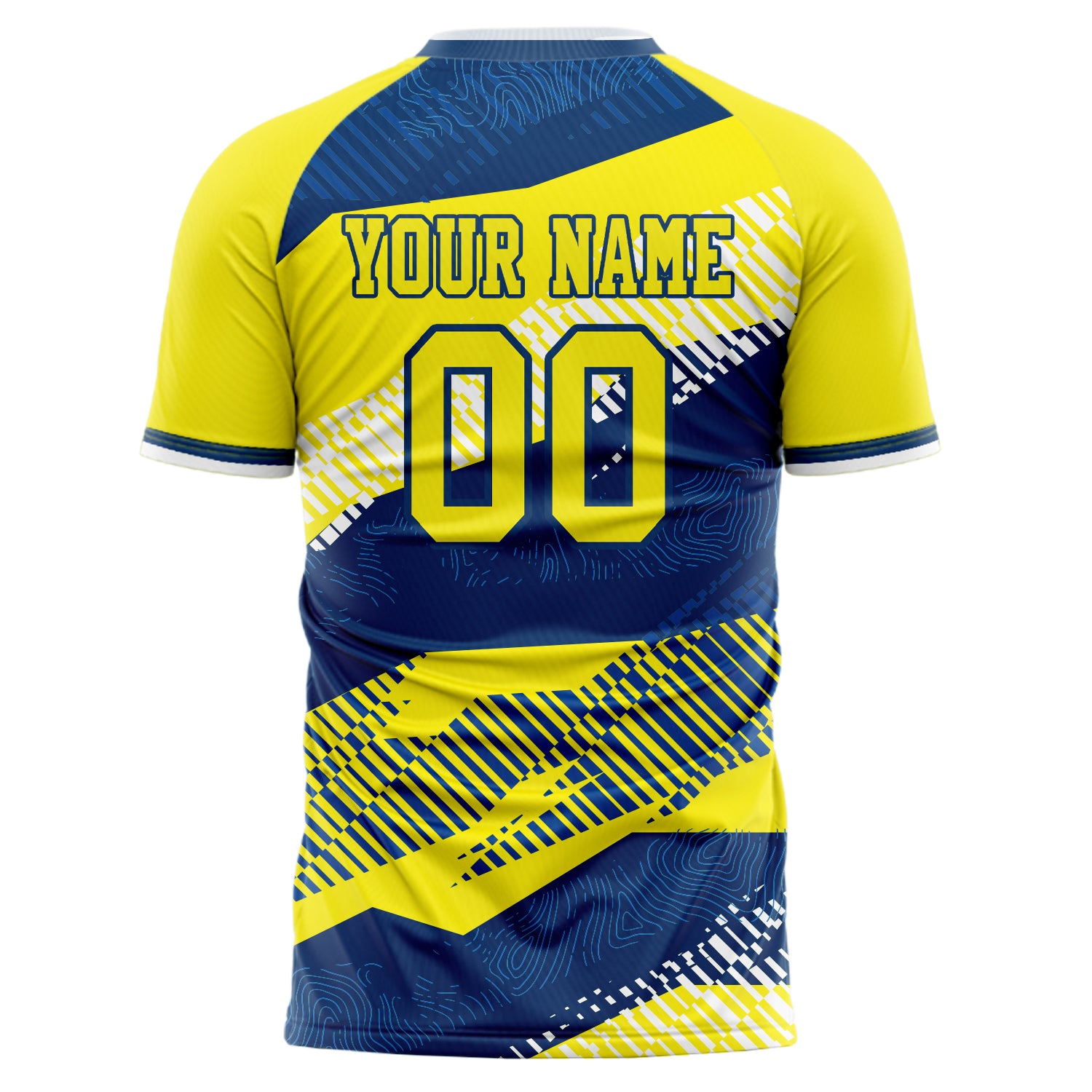 Custom Professional Yellow Navy Blue Stripes Soccer Jersey