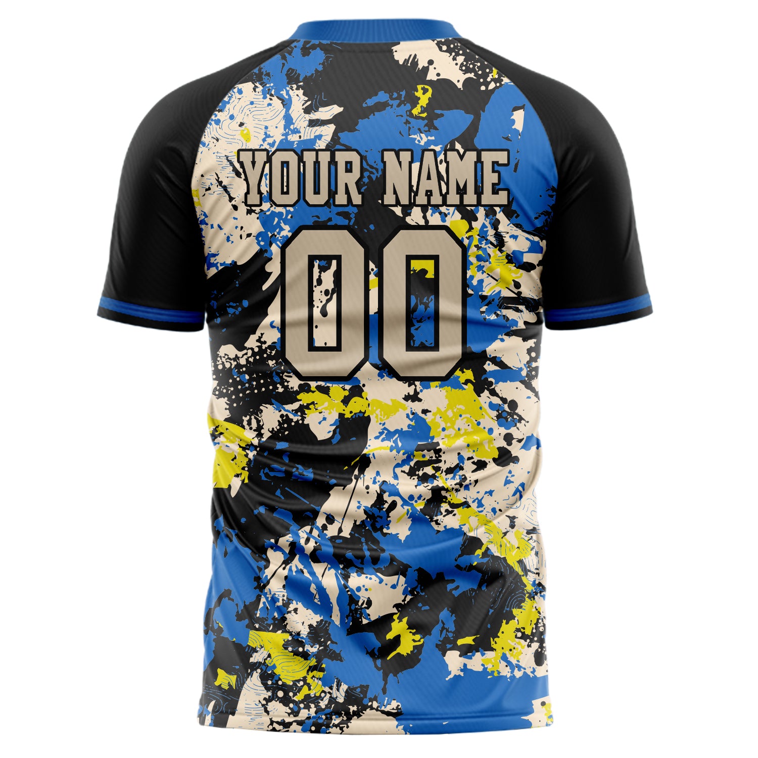 Custom Professional Blue Black Splash Soccer Jersey