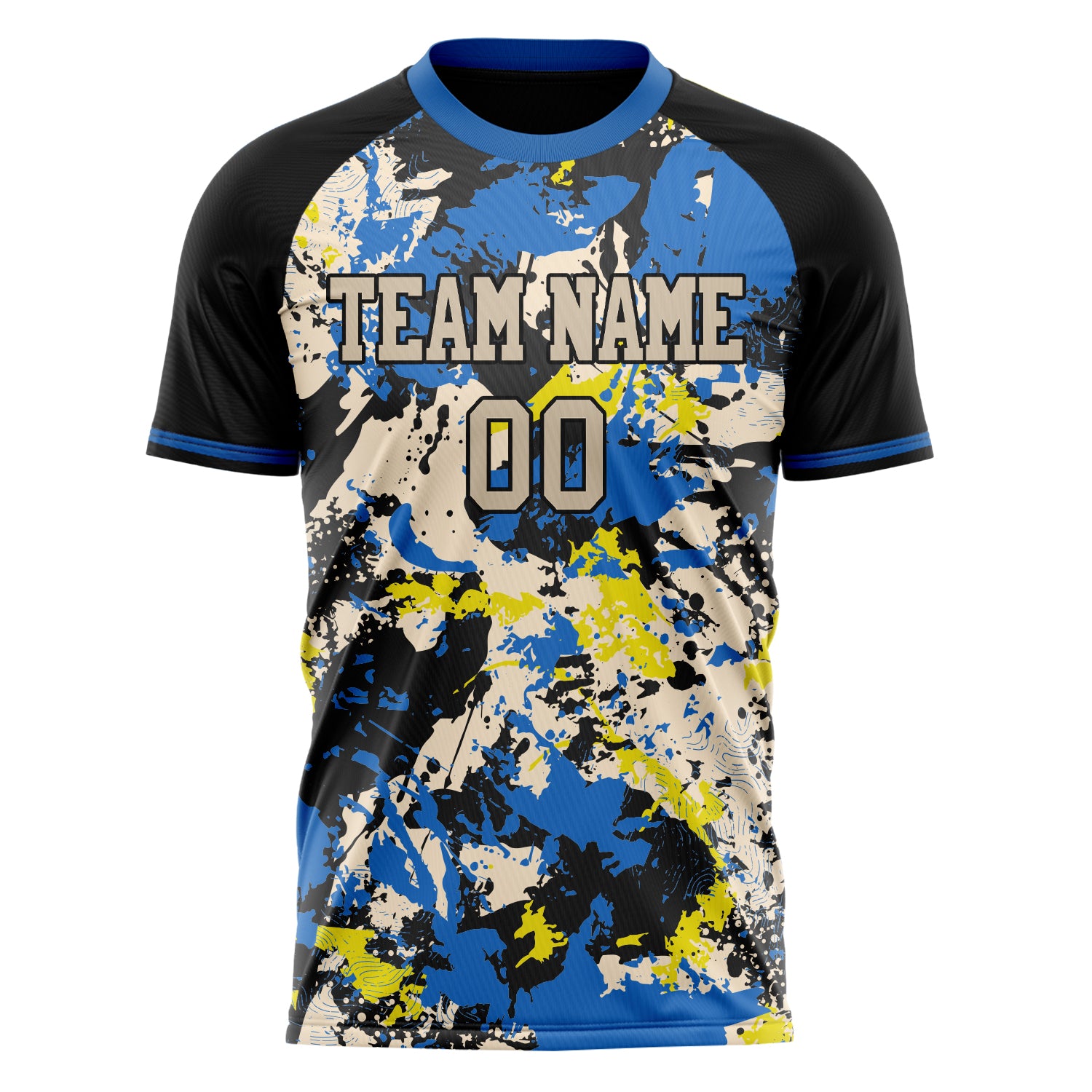 Custom Professional Blue Black Splash Soccer Jersey
