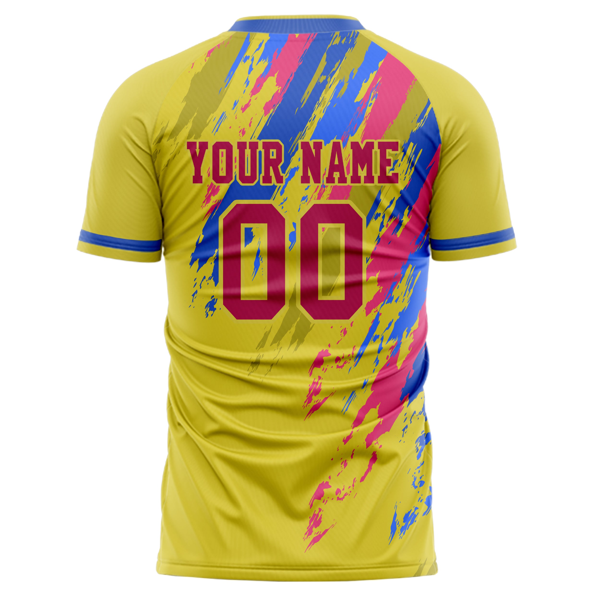 Custom Professional Yellow Blue Splash Soccer Jersey