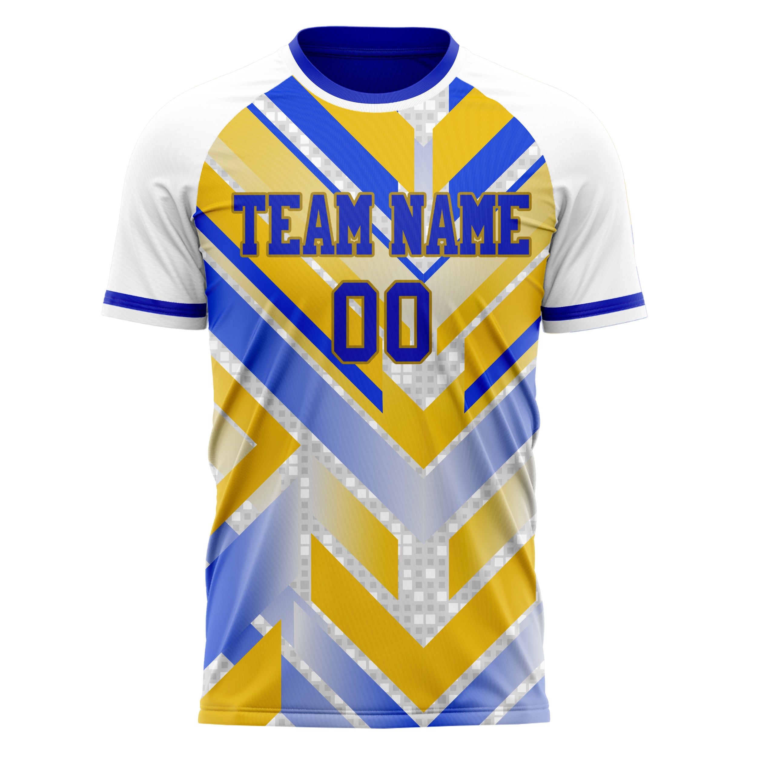 Custom Professional Blue Yellow Lines Soccer Jersey