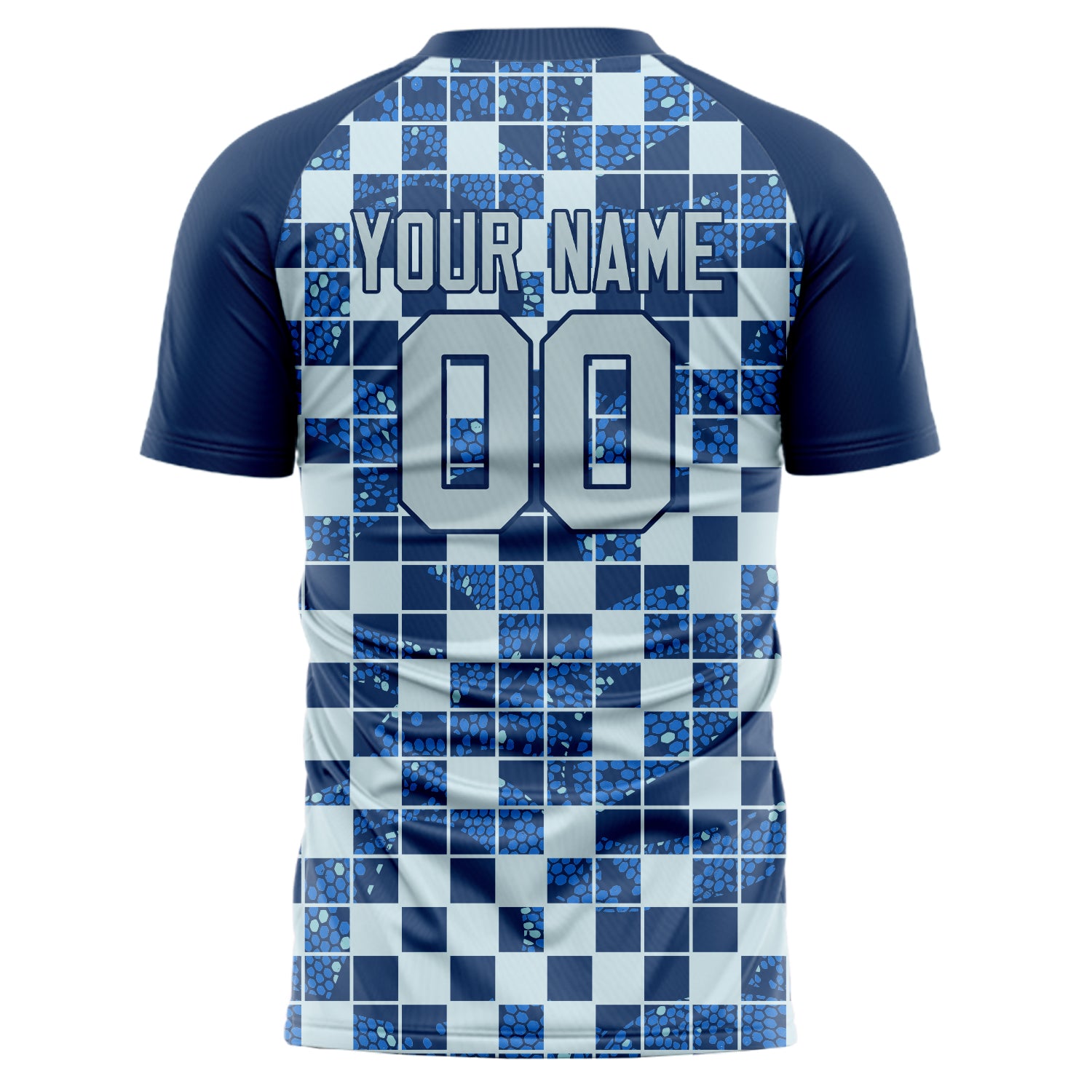 Custom Professional Navy Blue Grey Graphic Soccer Jersey