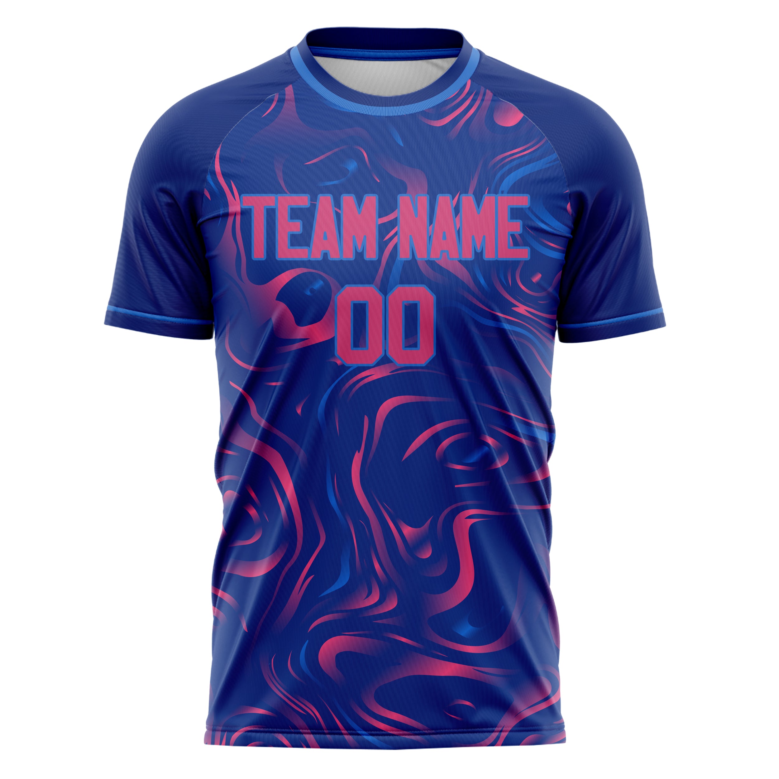 Custom Professional Royal Blue Pink Swirl Soccer Jersey