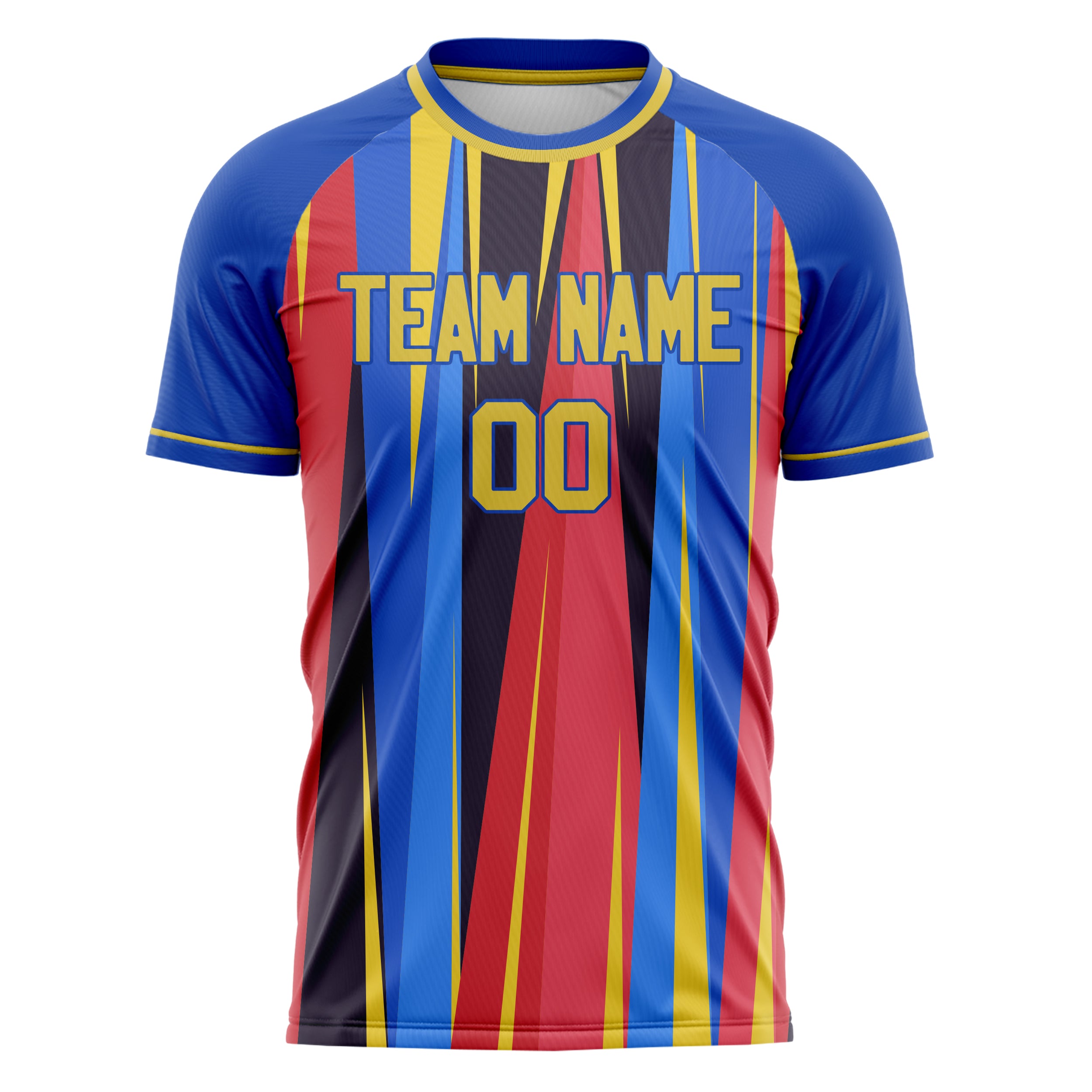 Custom Professional Royal Blue Gold Graffiti Soccer Jersey