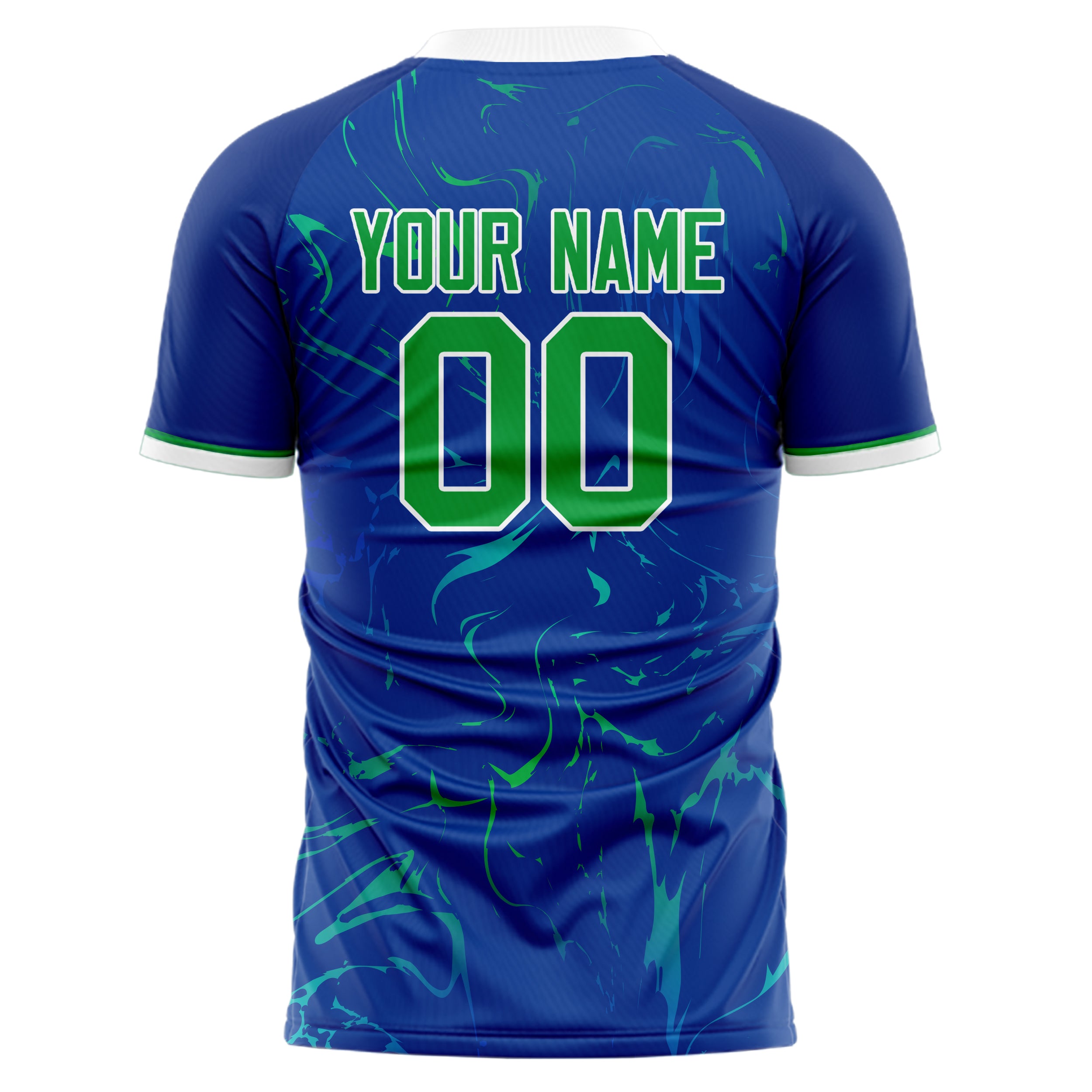 Custom Professional Royal Blue Kelly Green Swirl Soccer Jersey