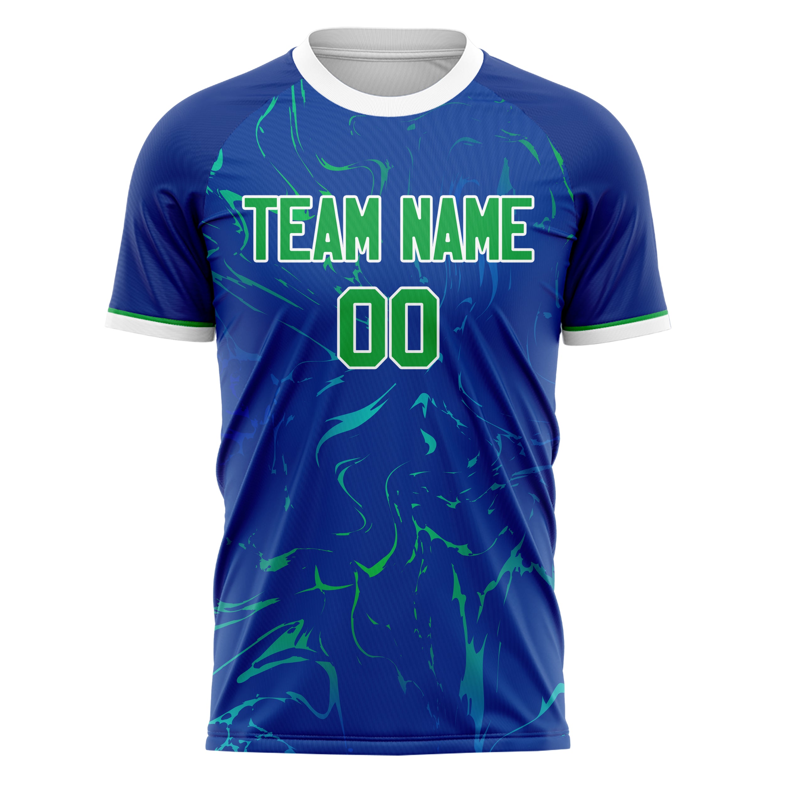 Custom Professional Royal Blue Kelly Green Swirl Soccer Jersey