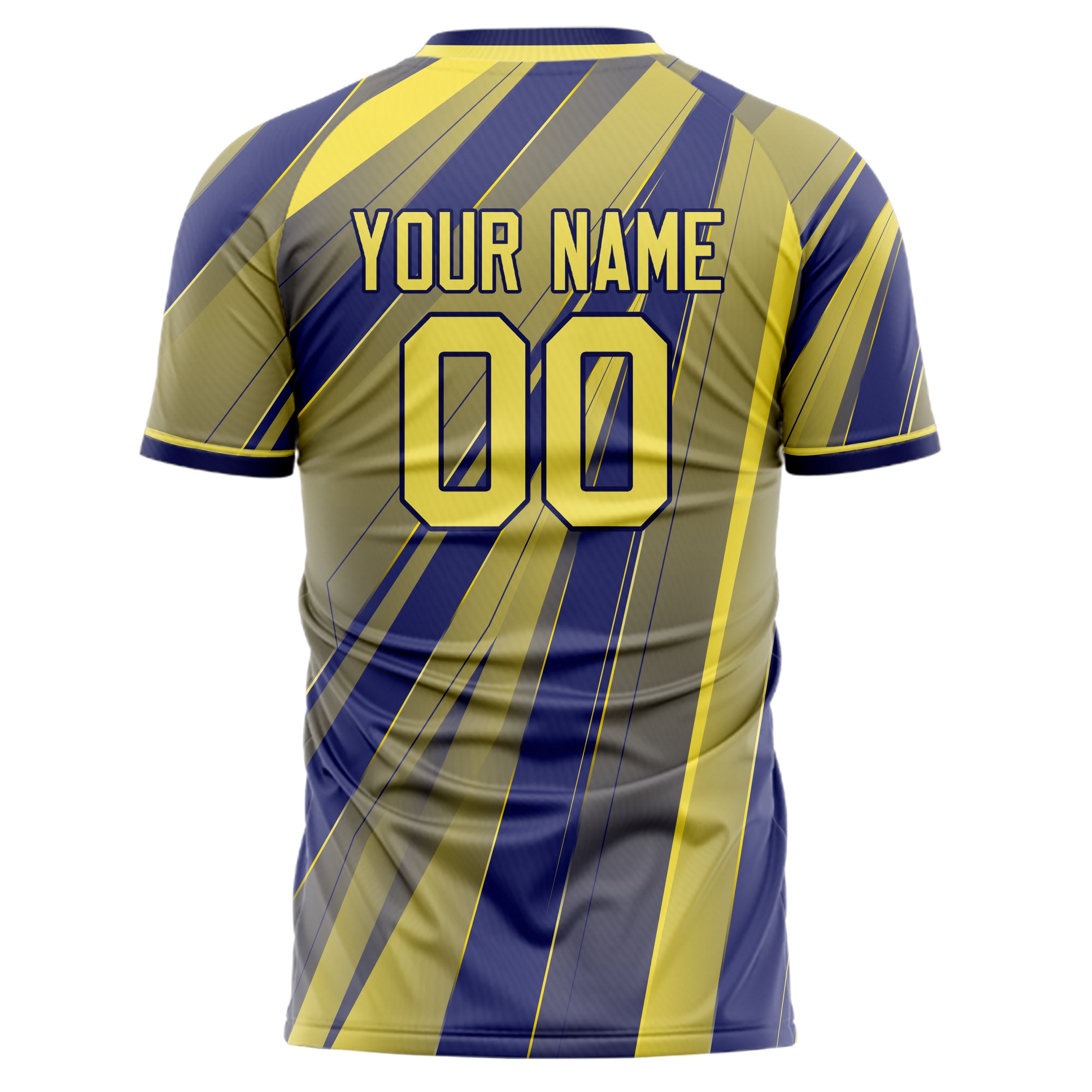 Custom Professional Yellow Royal Blue Lines Soccer Jersey