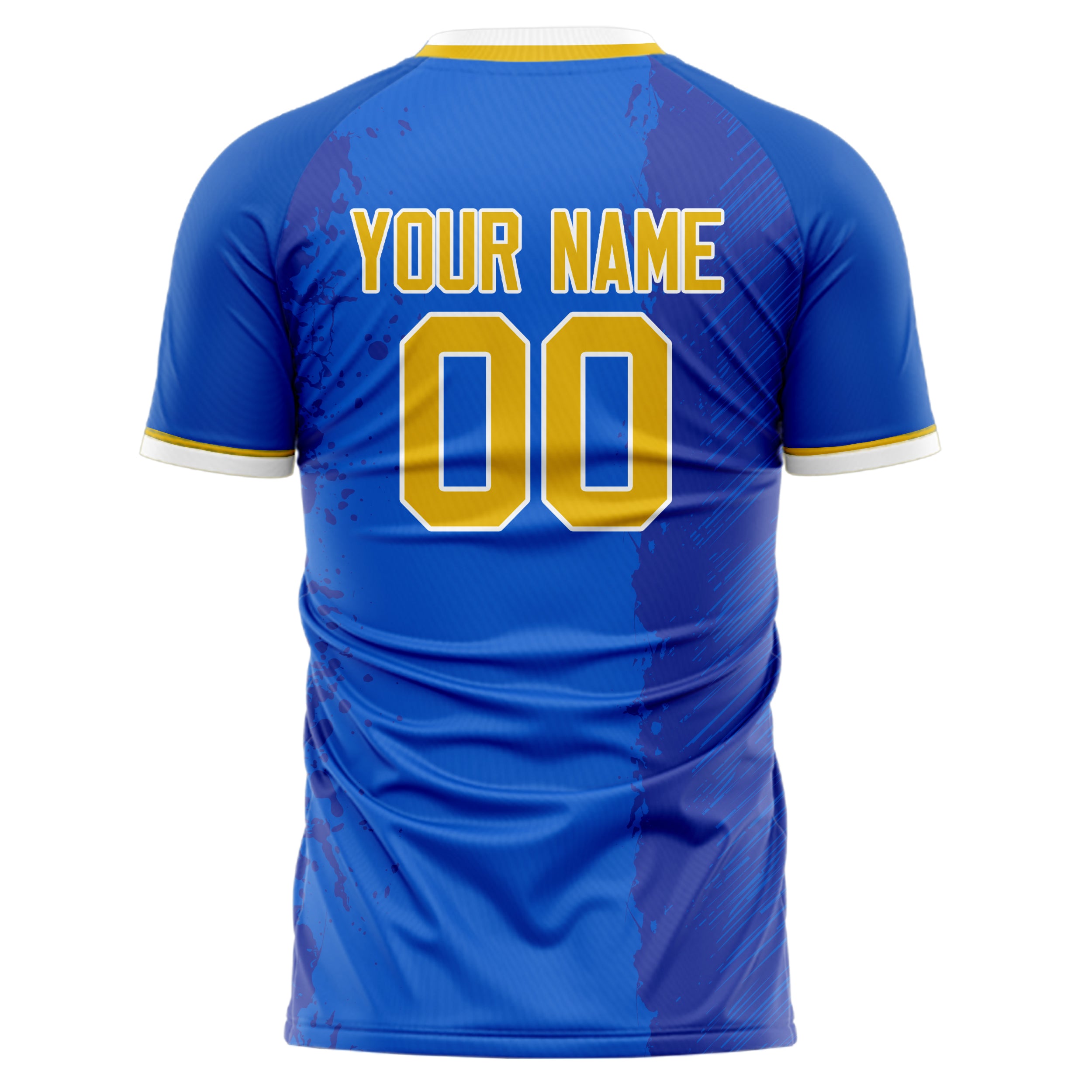 Custom Professional Blue Gold Lines Soccer Jersey