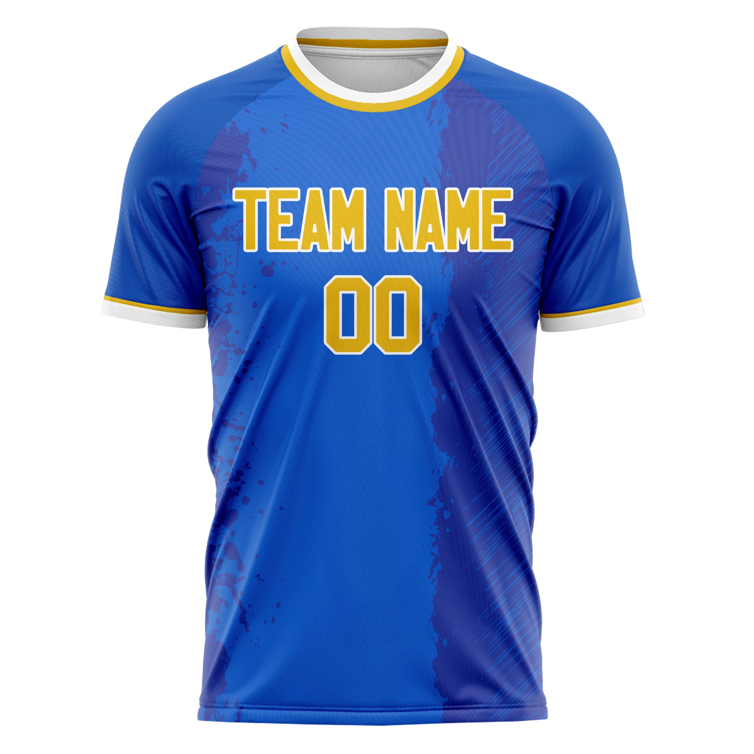 Custom Professional Blue Gold Lines Soccer Jersey