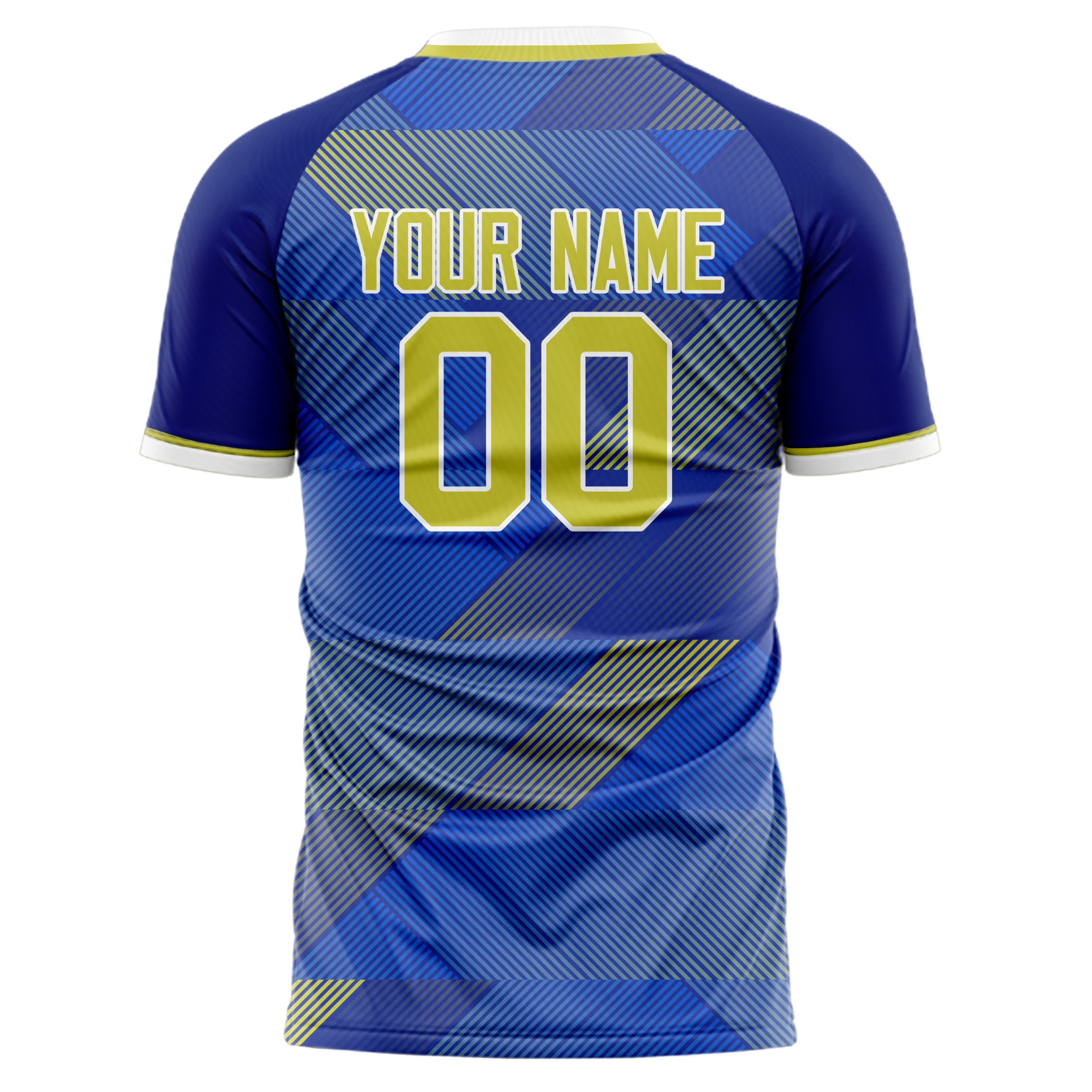 Custom Professional Royal Blue Yellow Zigzag Soccer Jersey