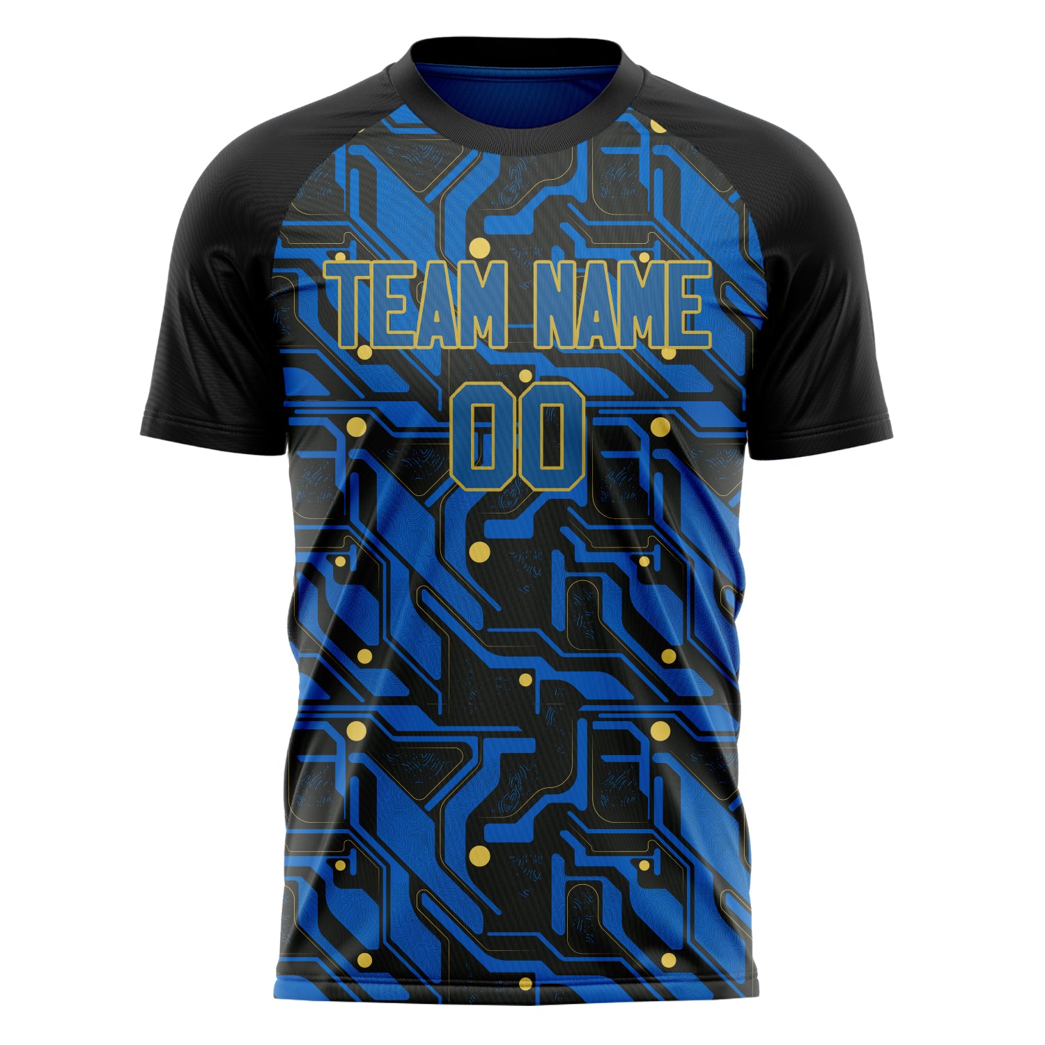 Custom Professional Royal Blue Black Circuit Soccer Jersey