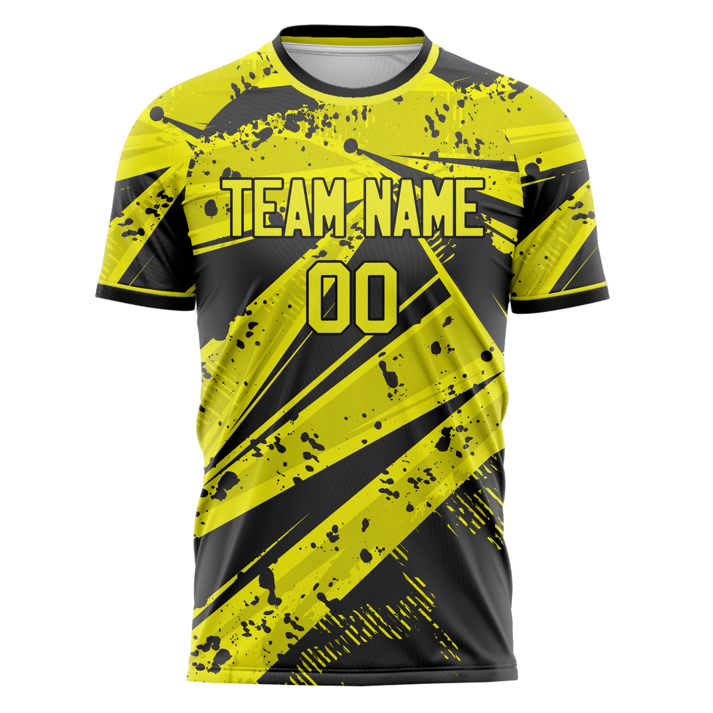 Custom Professional Yellow Black Splash Soccer Jersey