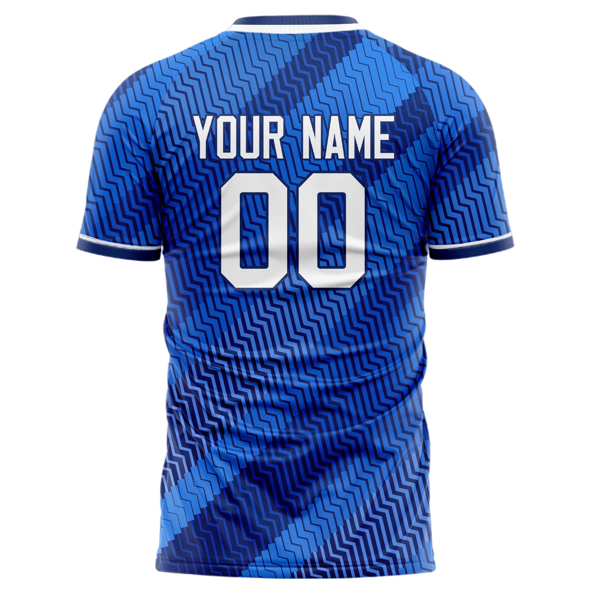 Custom Professional Blue White Waves Soccer Jersey