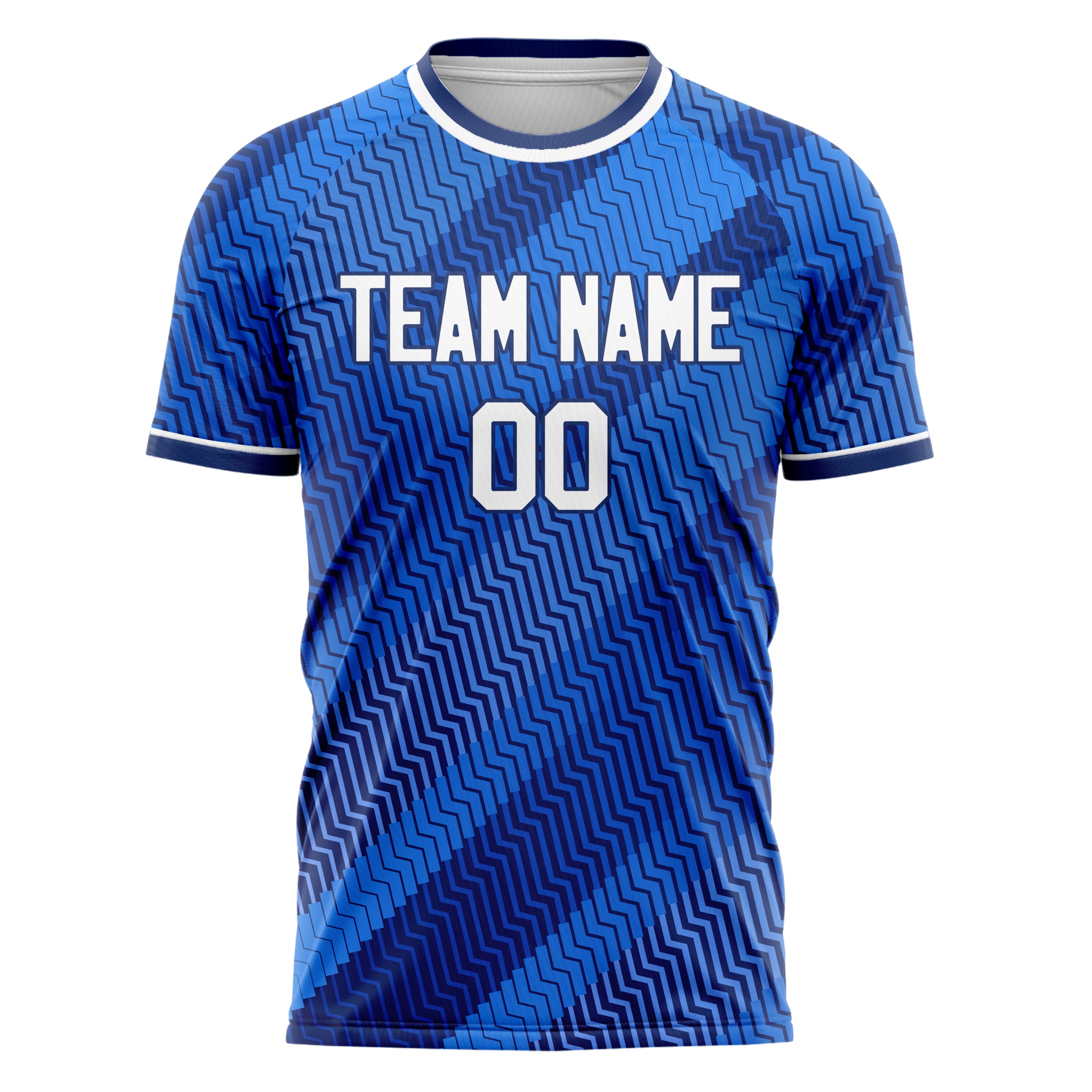 Custom Professional Blue White Waves Soccer Jersey